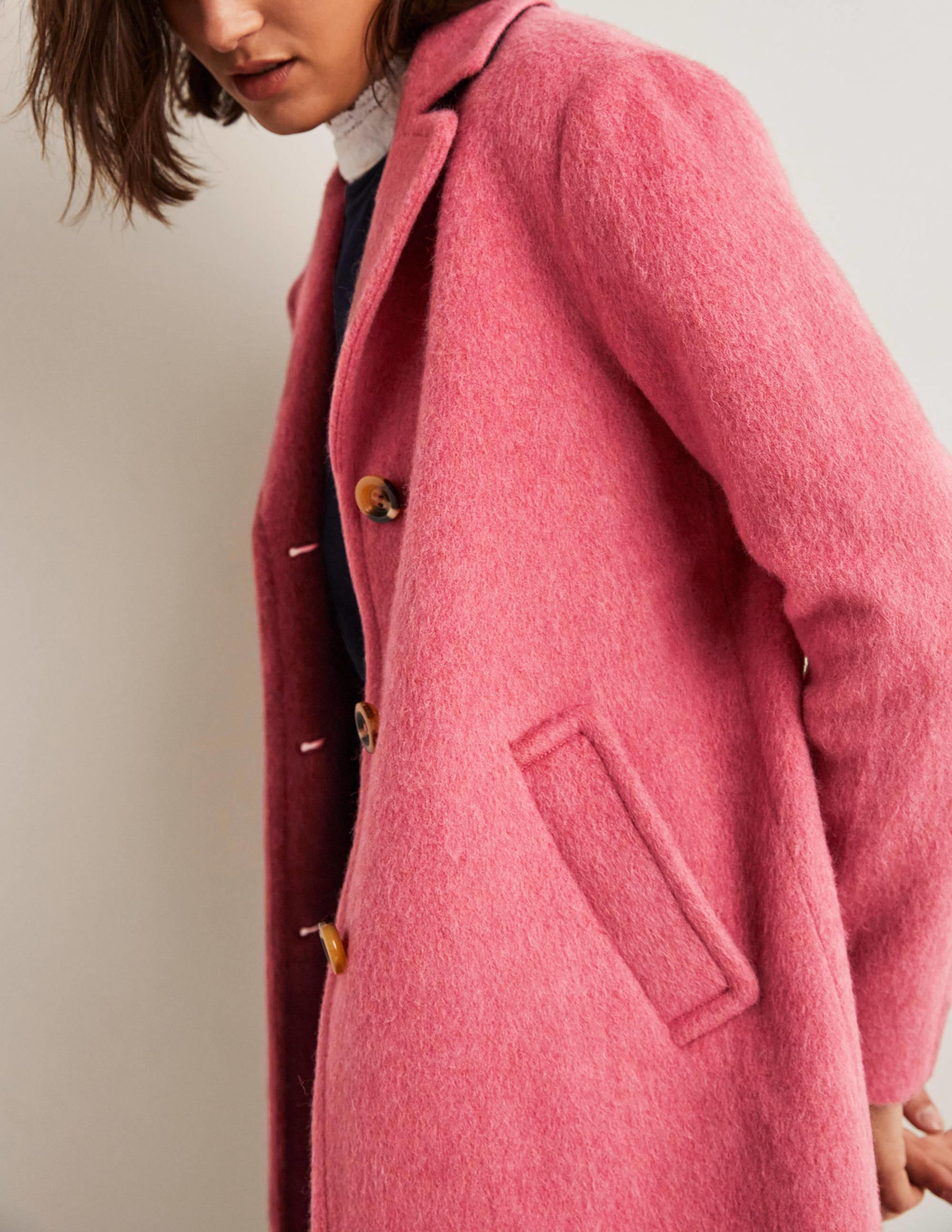 Wool Blend Collared Coat-Dusty Red - Image 2