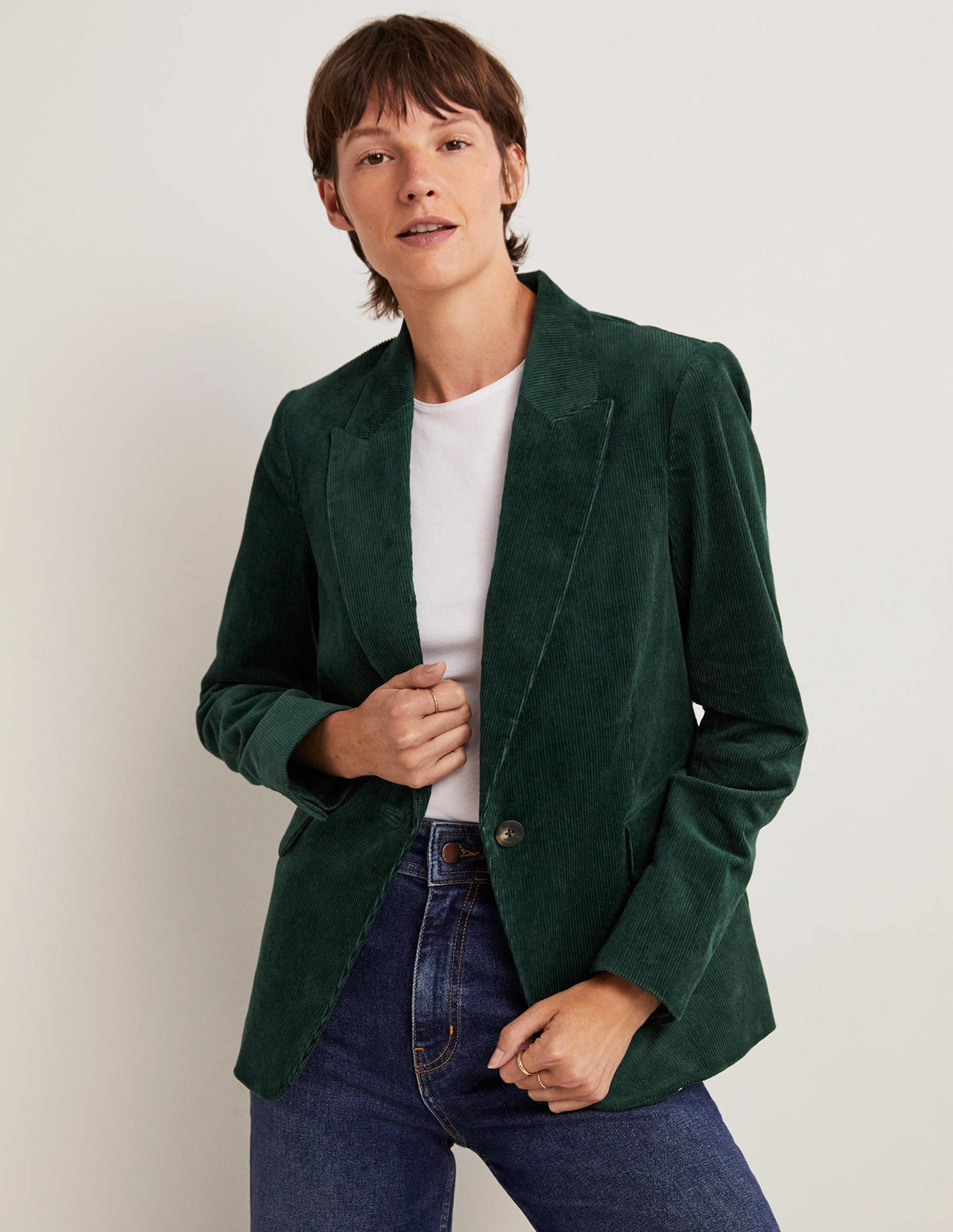 Figurbetonter Cord-Blazer-Trekking-Grün-1