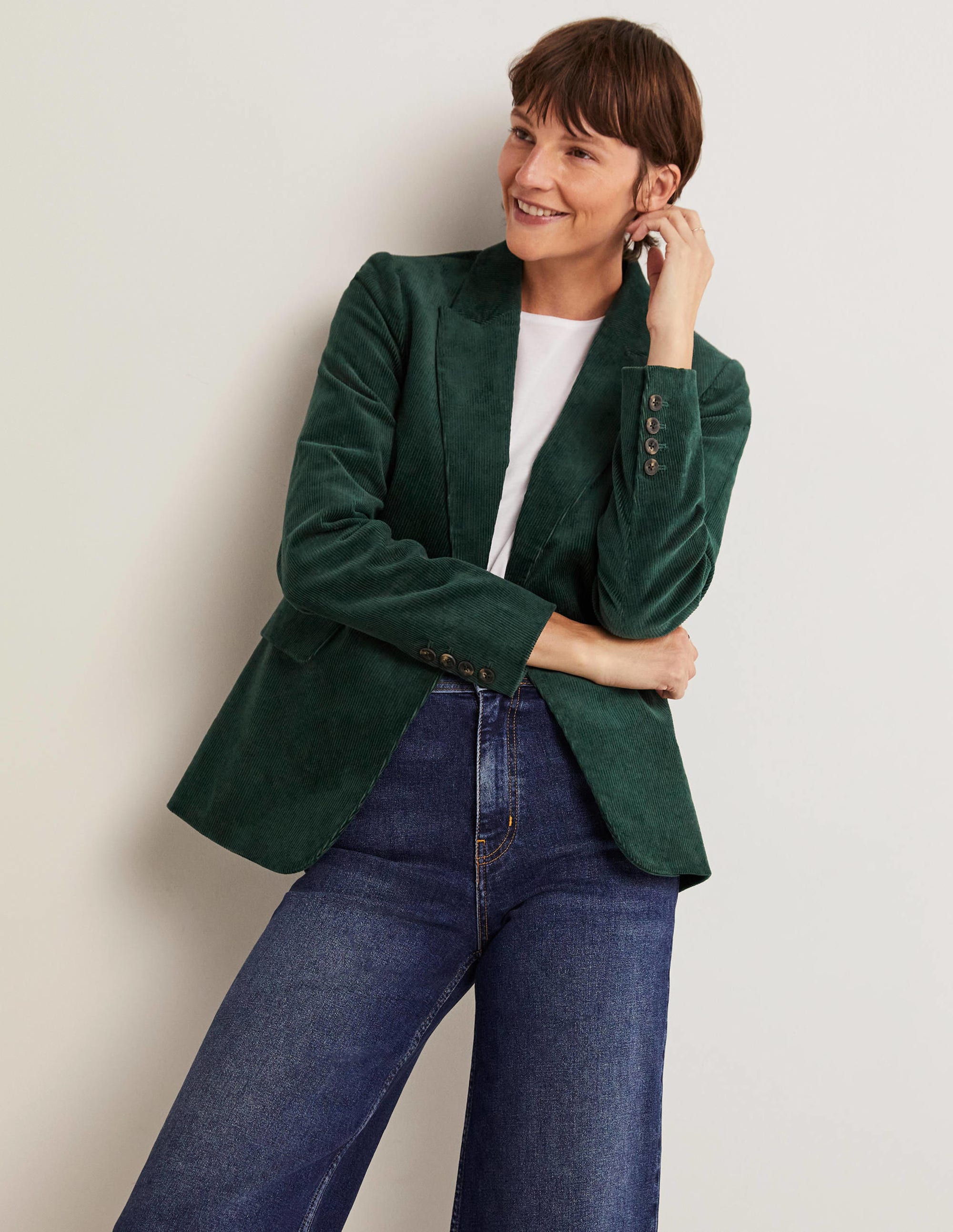 Figurbetonter Cord-Blazer-Trekking-Grün - Image 4