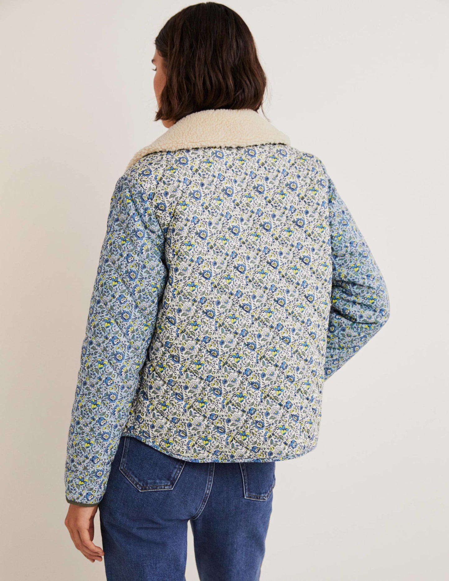 Steppjacke aus Baumwolle-Naturweiß, Tropische Wiese