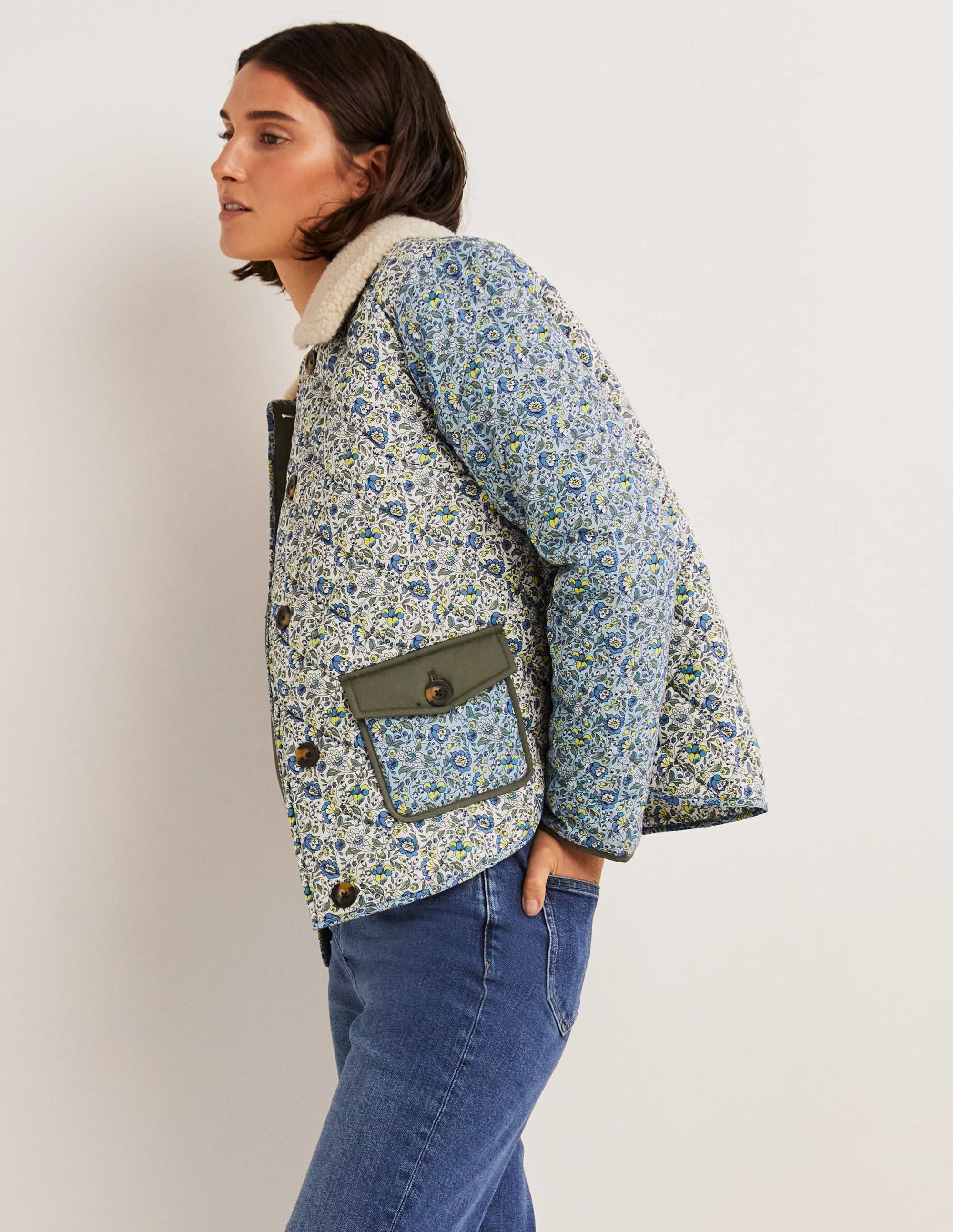 Veste matelassée en coton-Ivoire, motif Botanic Meadow - Image 4