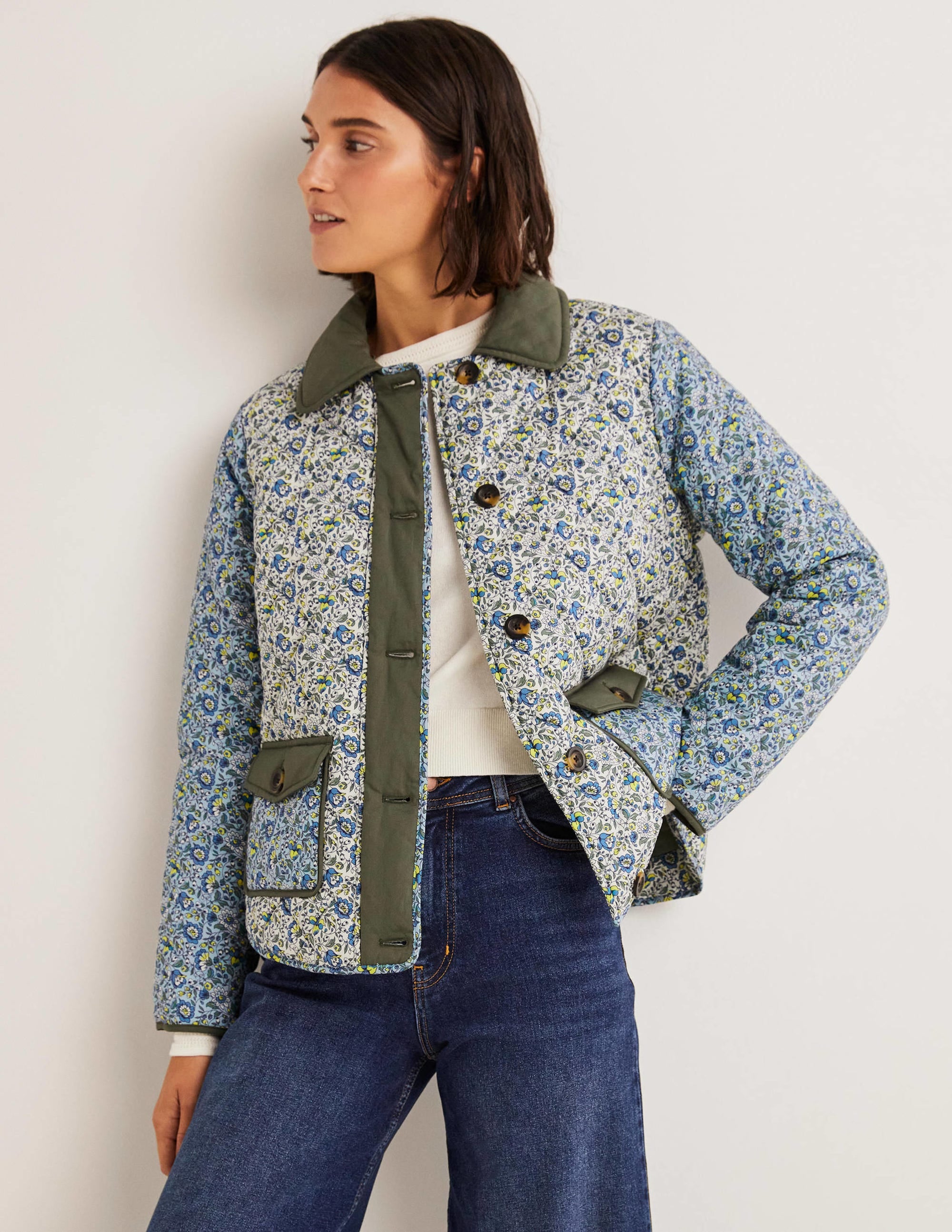 Veste matelassée en coton-Ivoire, motif Botanic Meadow - Image 5