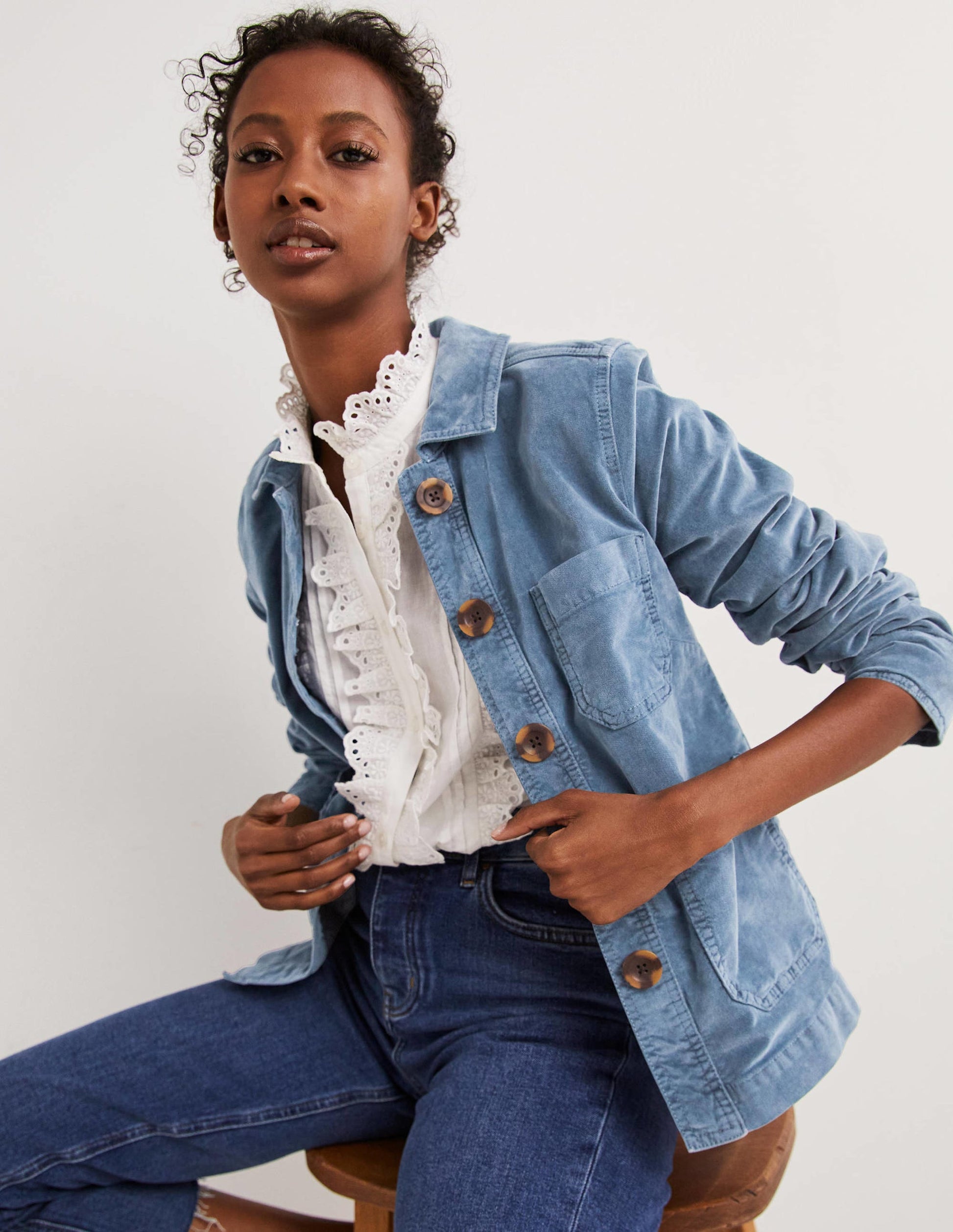 Velvet Chore Jacket-Corporal Blue Velvet-4