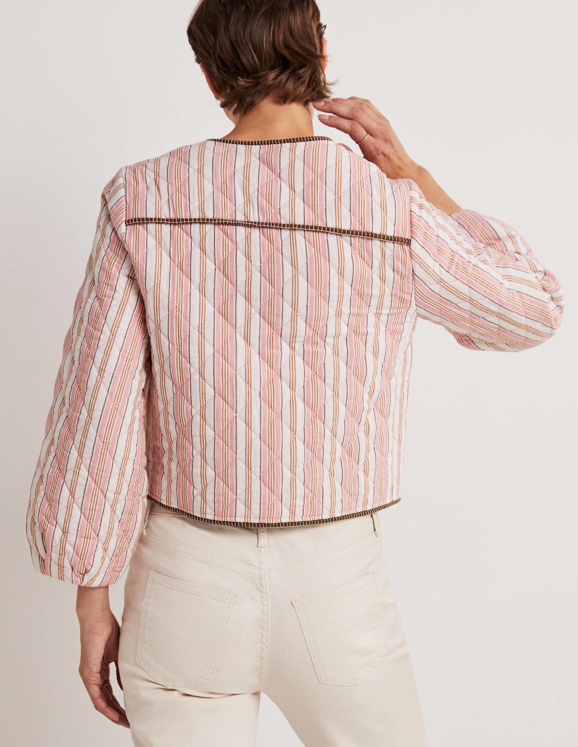 Embroidered Cropped Jacket-Almond/Alder Embroidered-3