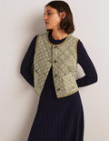 Veste sans manches matelassée-Vert basilic, motif Dainty Geo