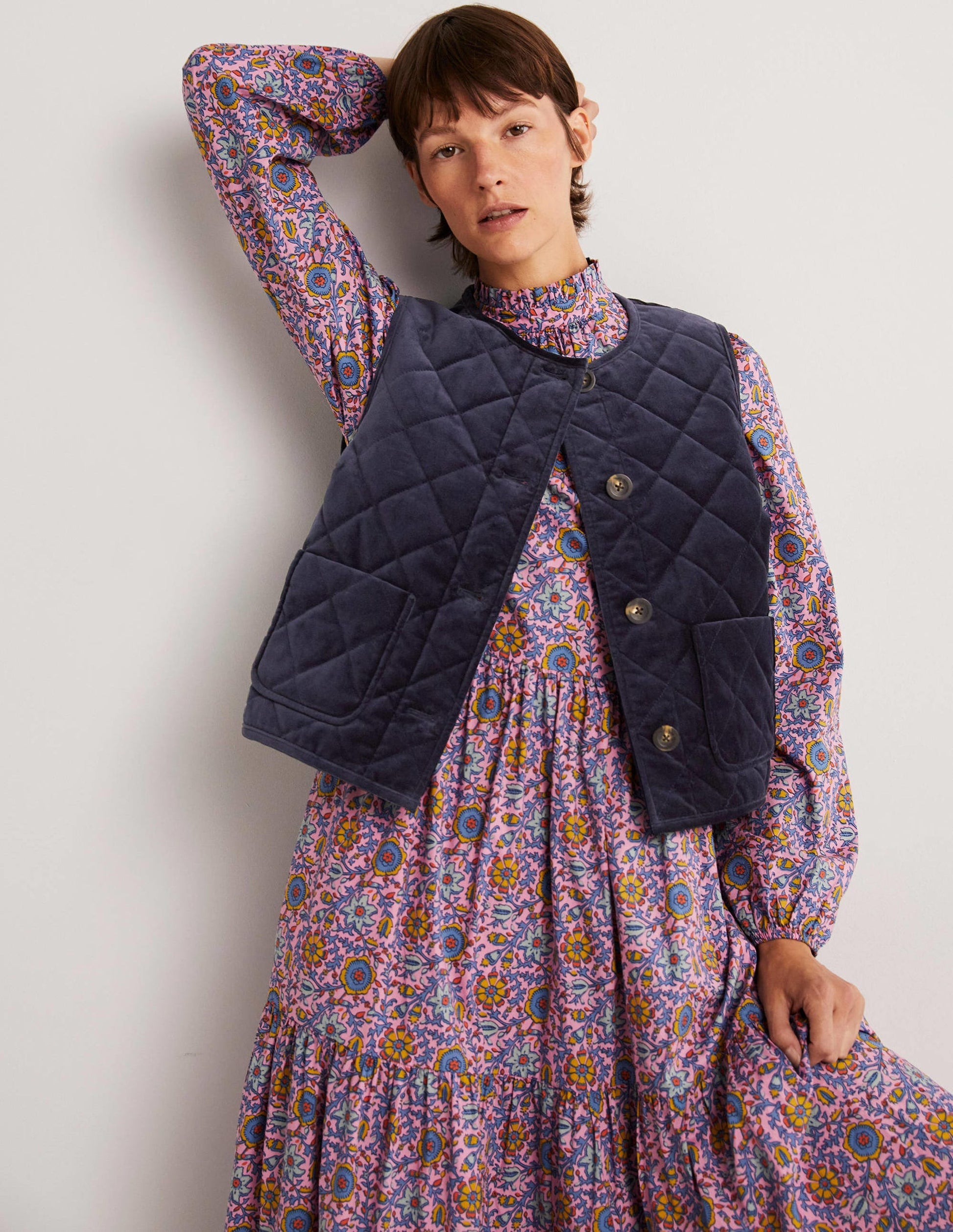 Veste sans manches matelassée-Bleu marine-1