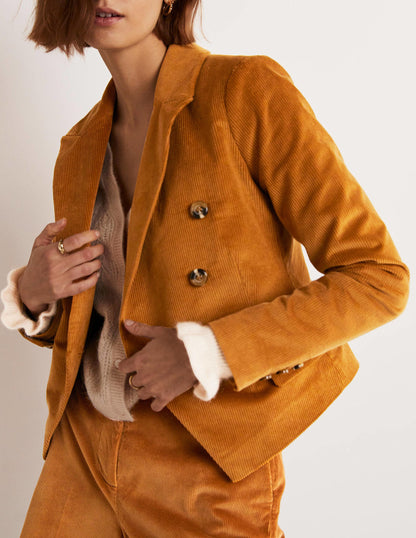 Double Breasted Cord Blazer-Gingerbread