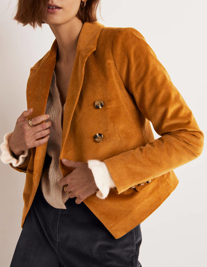 Double Breasted Cord Blazer-Gingerbread