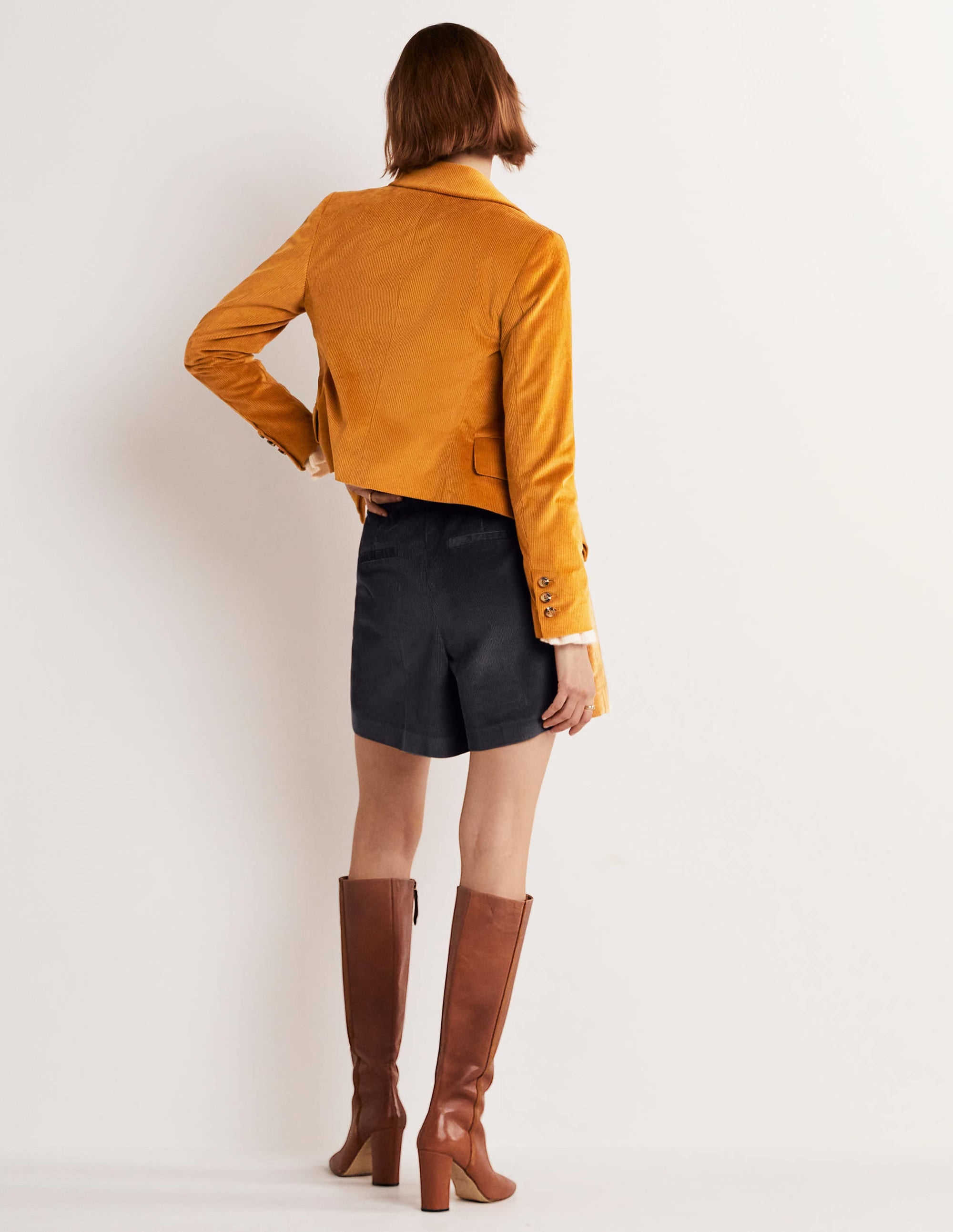 Blazer à double boutonnage en velours côtelé-Pain d'épices - Image 3