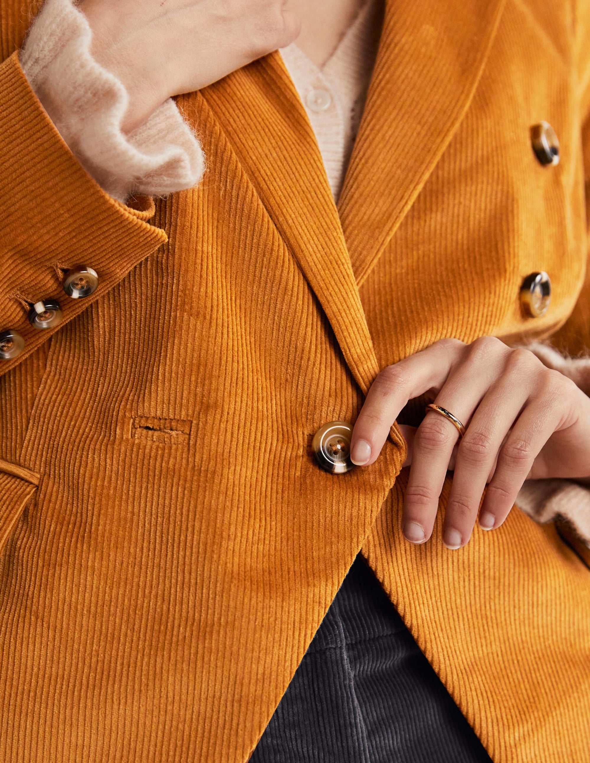 Blazer à double boutonnage en velours côtelé-Pain d'épices - Image 4