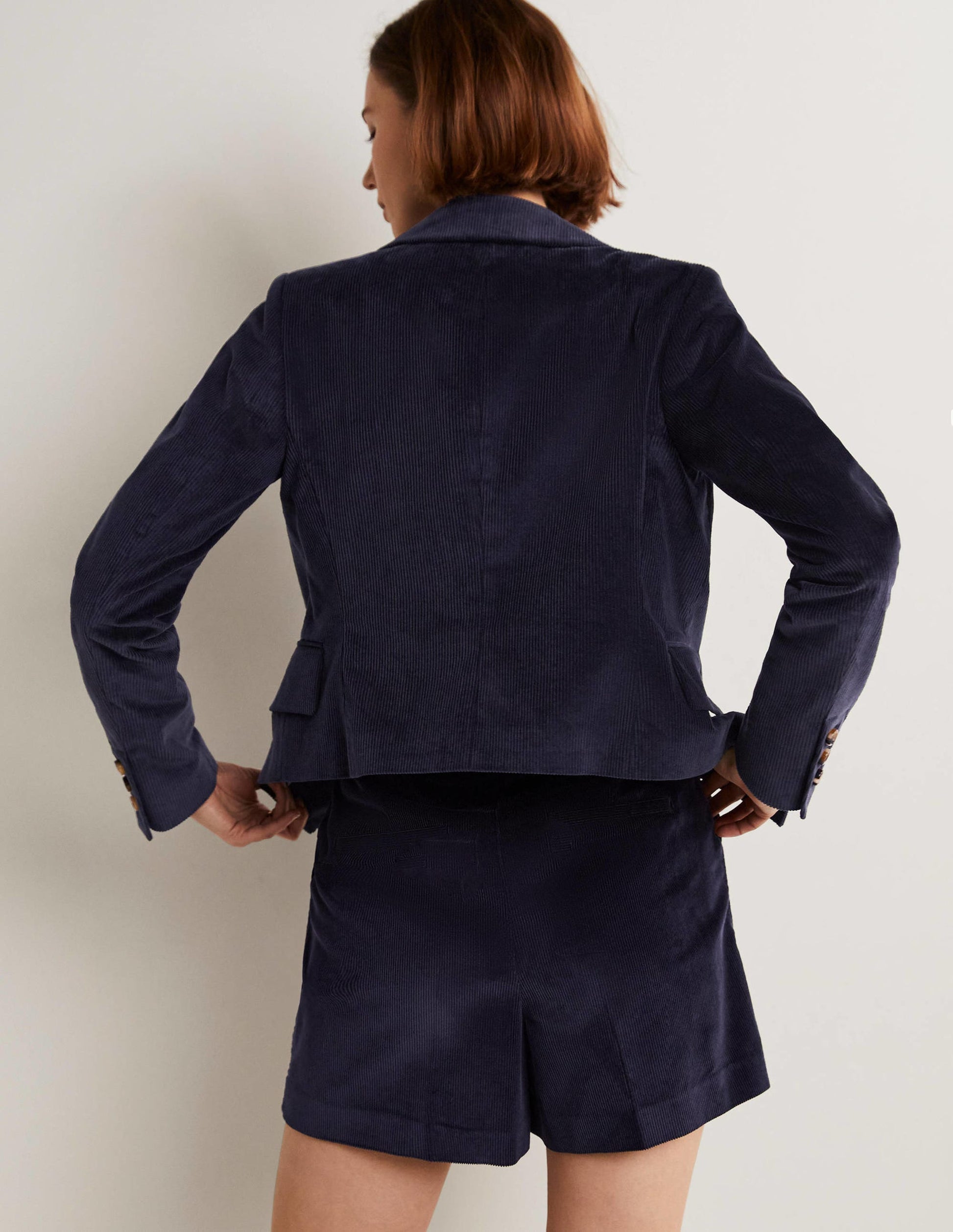 Doppelreihiger Cordblazer-Marineblau-8