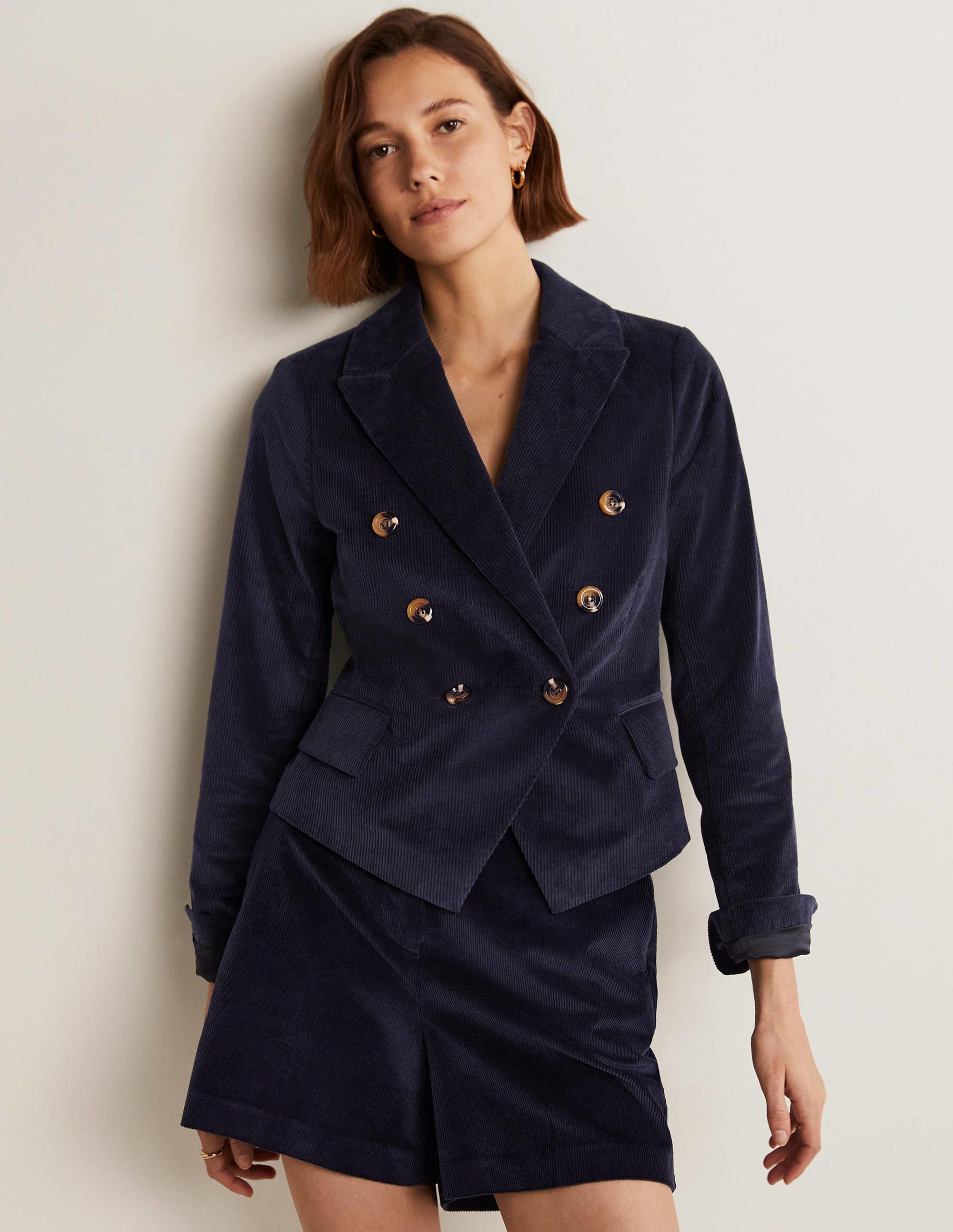 Doppelreihiger Cordblazer-Marineblau - Image 10