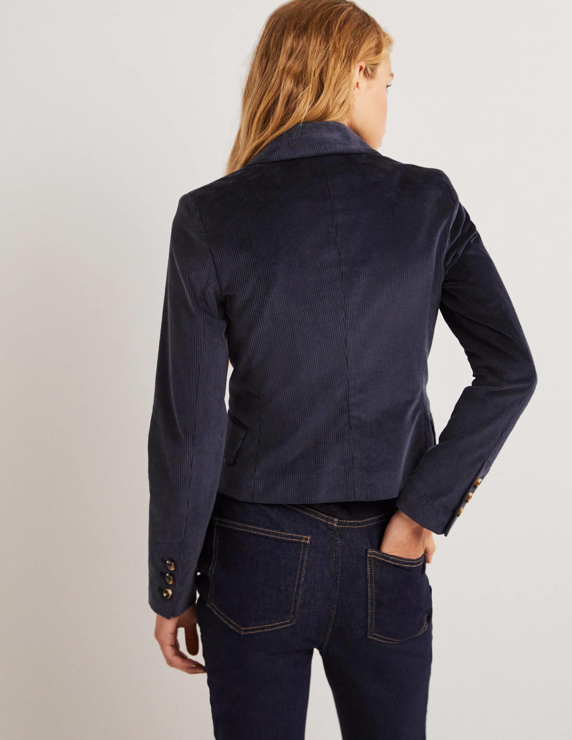 Doppelreihiger Cordblazer-Marineblau - Image 3