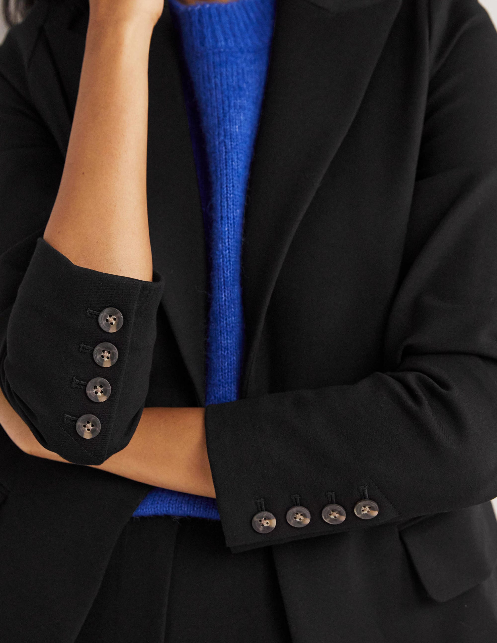 Unlined Jersey Blazer-Black - Image 4