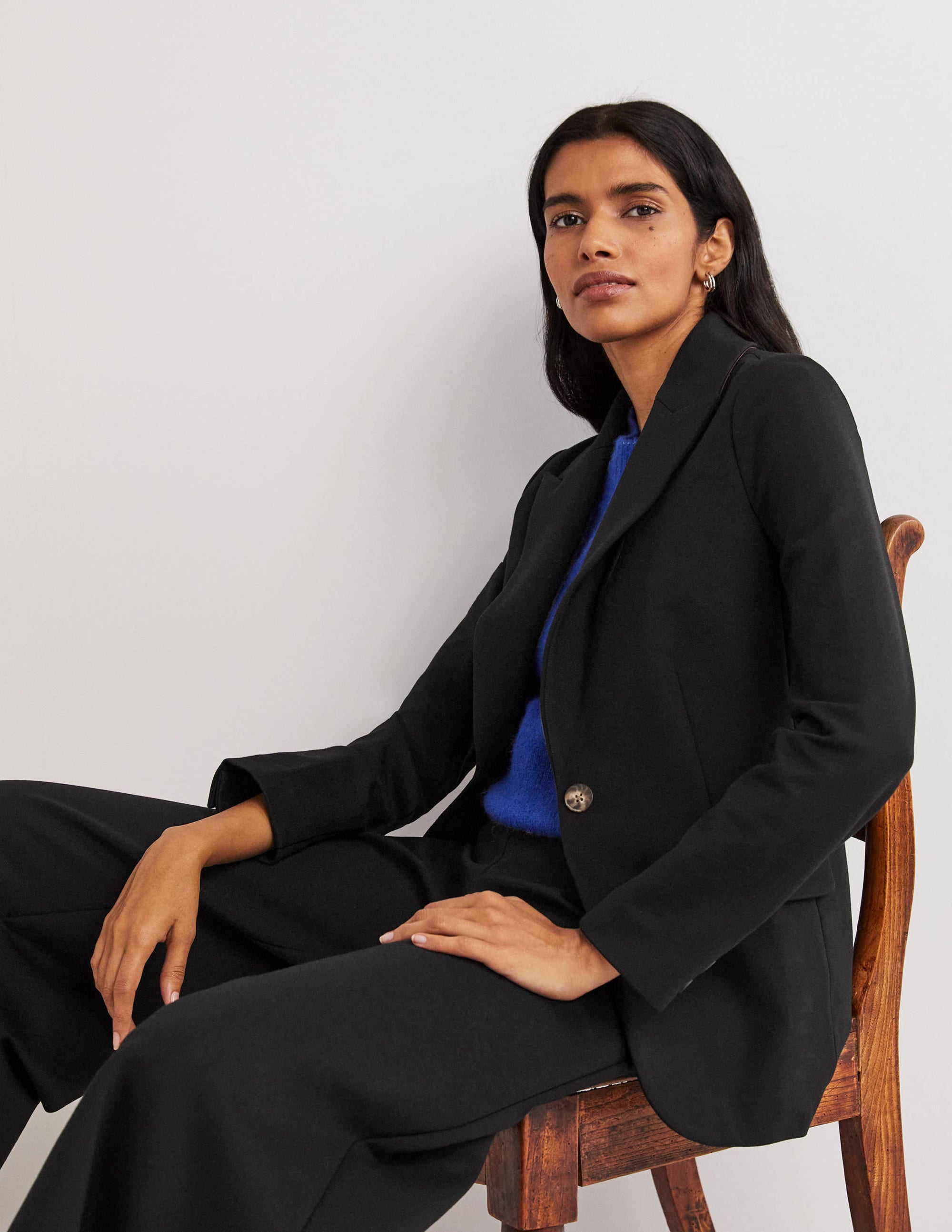 Unlined Jersey Blazer-Black - Image 5