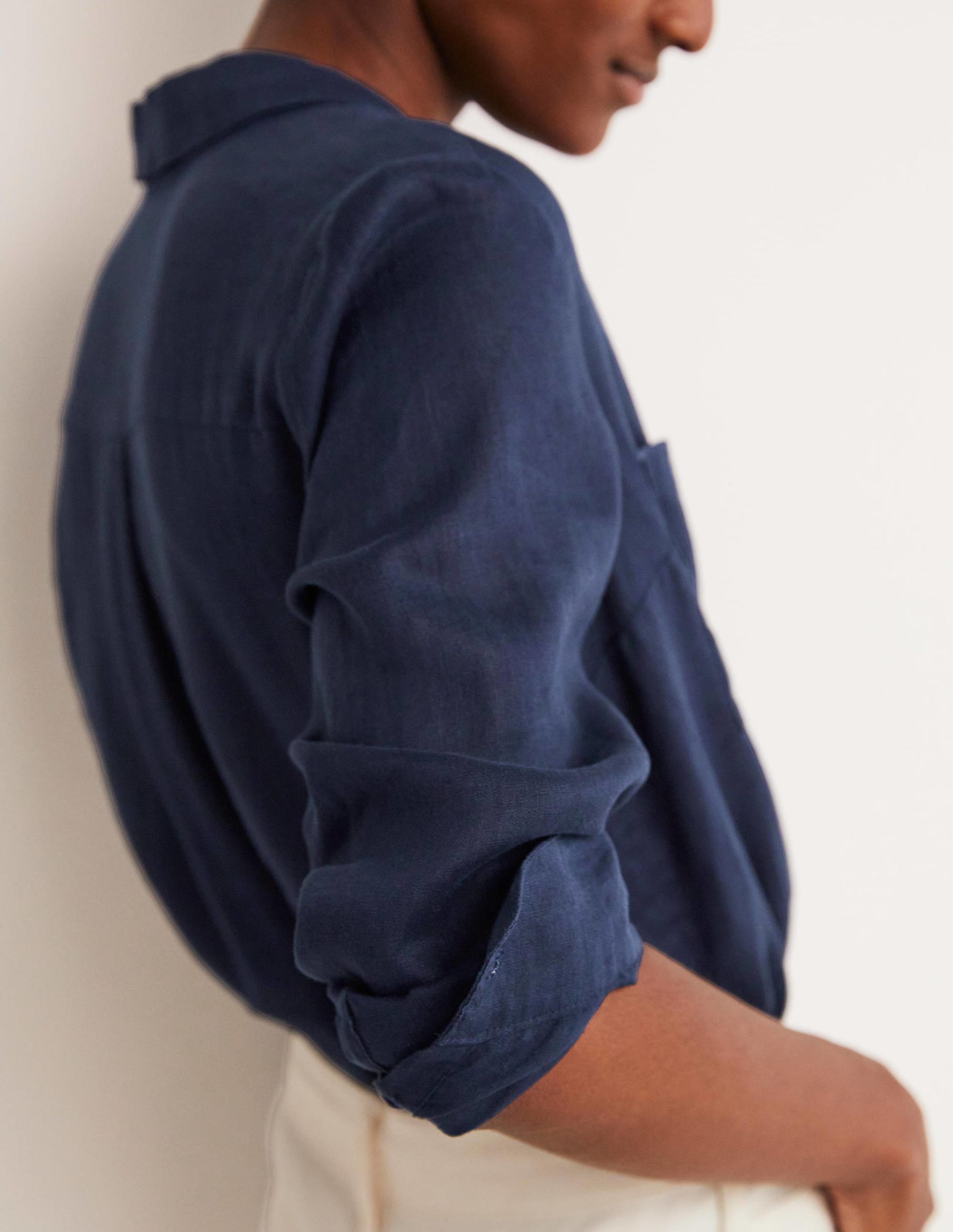 Leinenhemd-Marineblau - Image 9