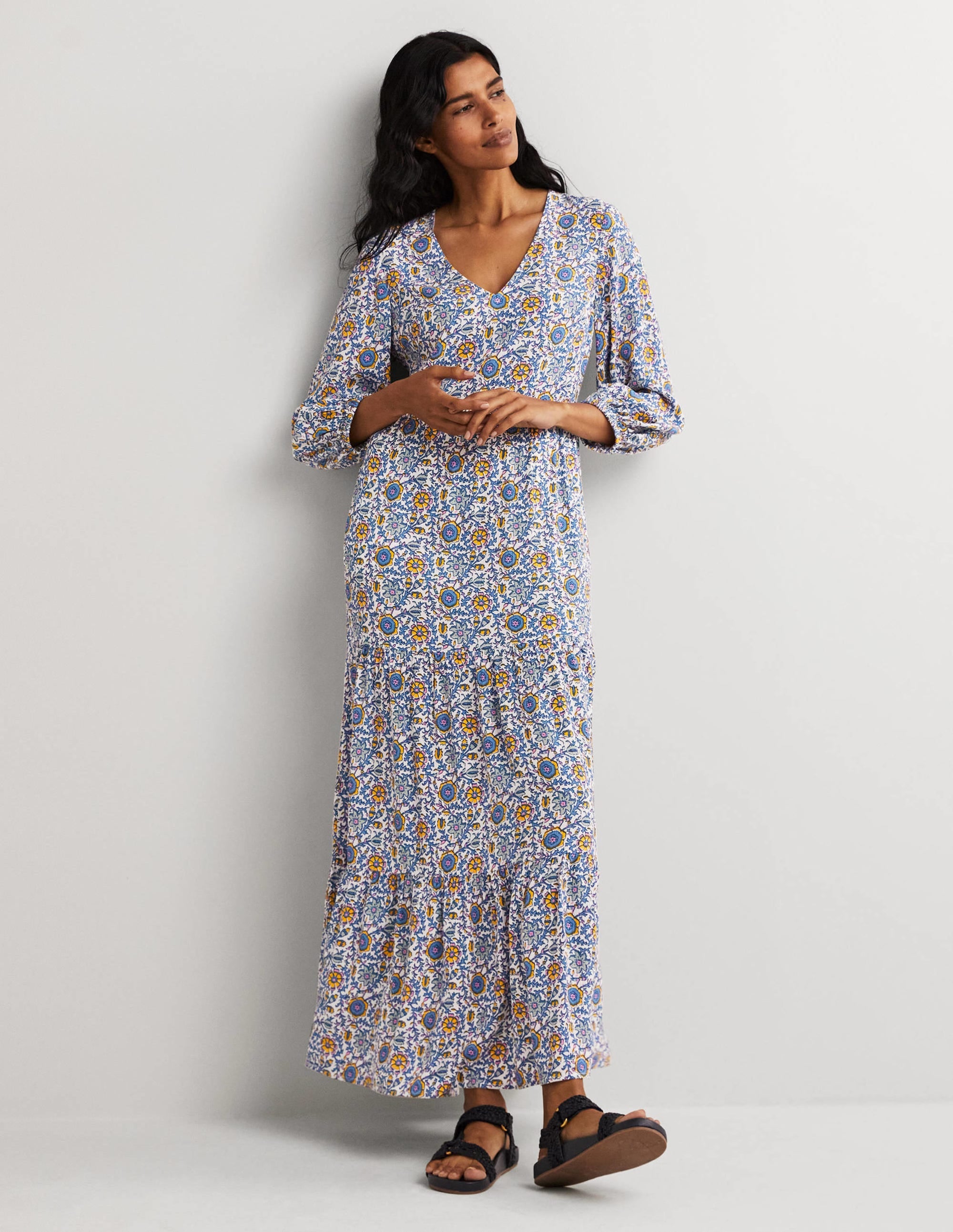 Maxikleid mit Blousonärmeln-Naturweiß, Zauberhafter Zweig - Image 1