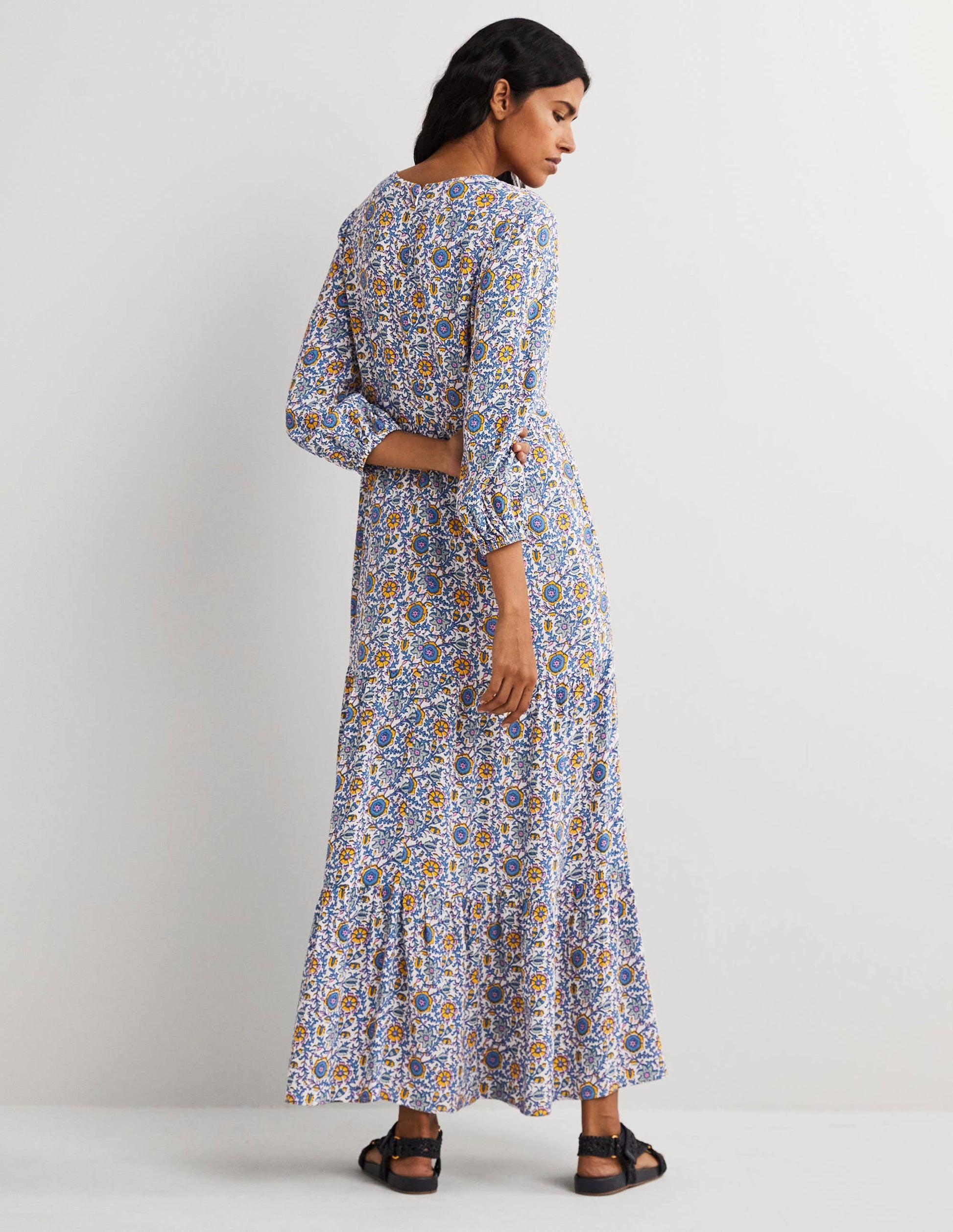 Maxikleid mit Blousonärmeln-Naturweiß, Zauberhafter Zweig-3