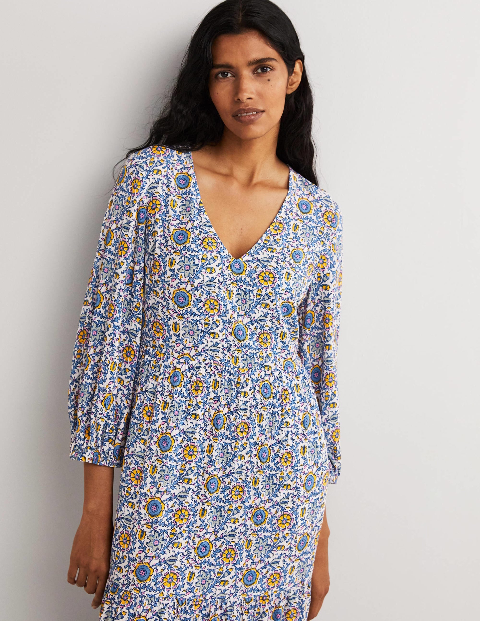 Maxikleid mit Blousonärmeln-Naturweiß, Zauberhafter Zweig - Image 4
