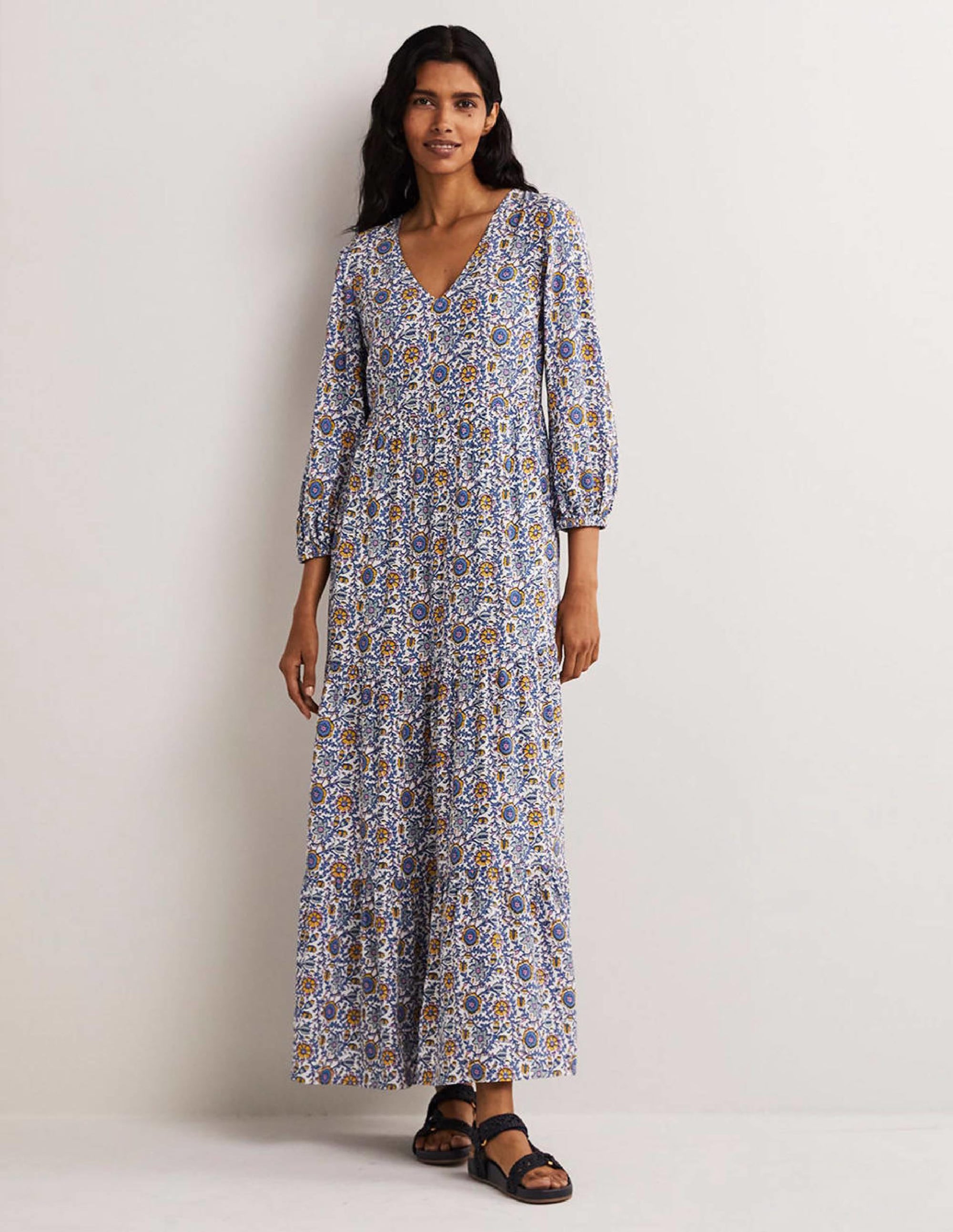 Maxikleid mit Blousonärmeln-Naturweiß, Zauberhafter Zweig - Image 6