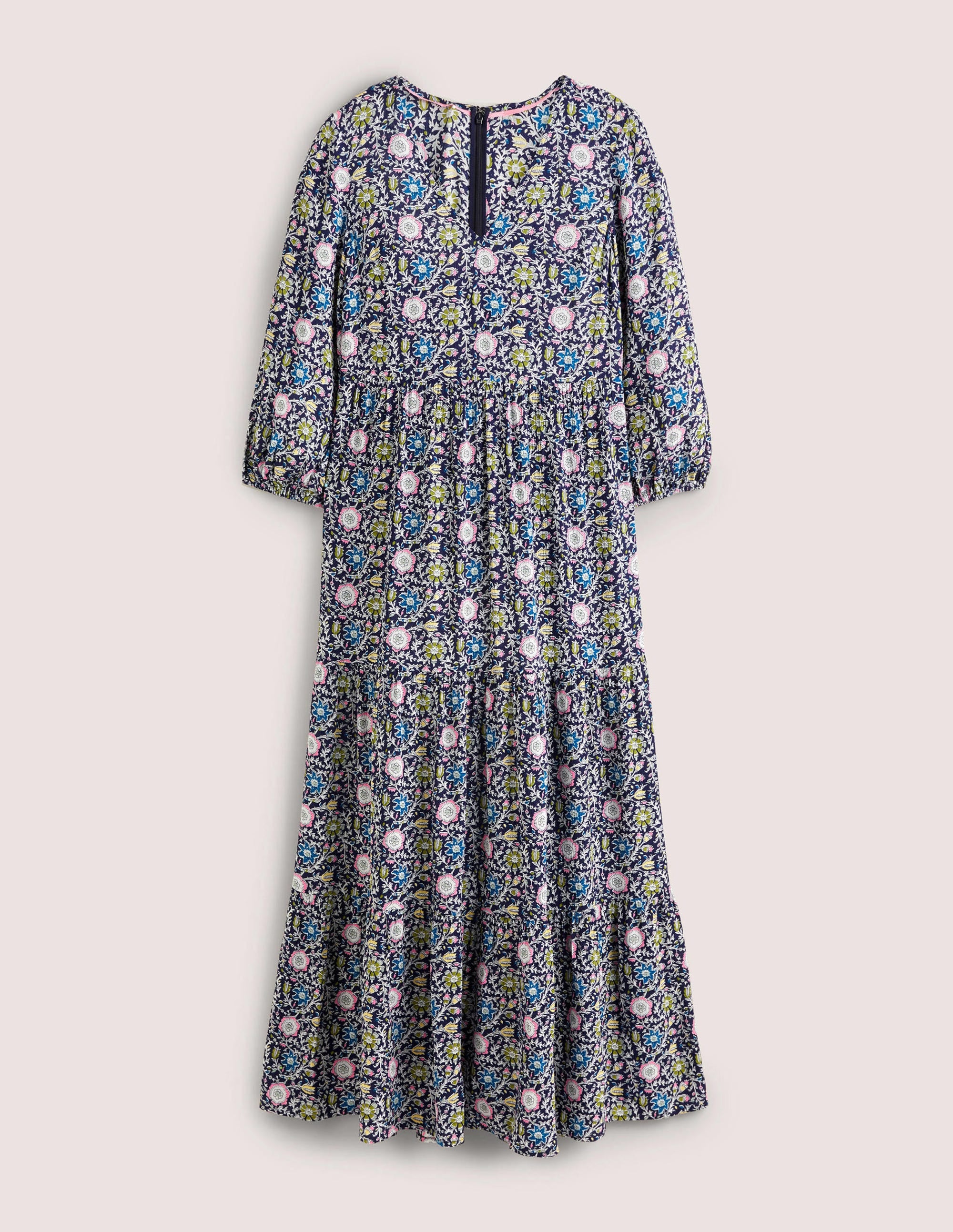 Robe longue à manches blousantes-Bleu marine, motif Enchanting Twig - Image 6