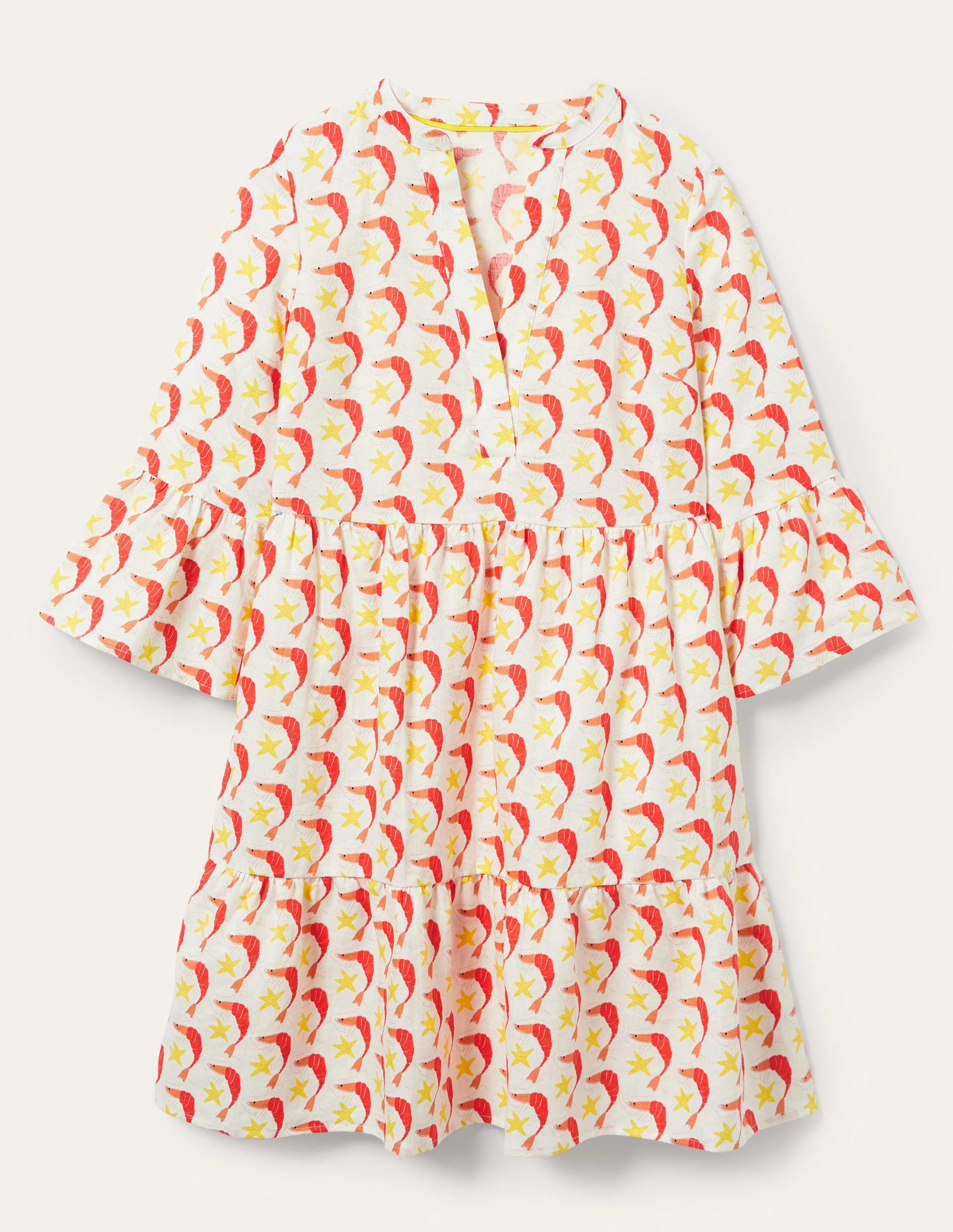 Relaxed Linen Tiered Dress-Ivory Shrimpy-6