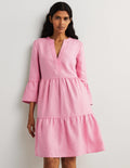 Relaxed Linen Tiered Dress-Cherry Blossom