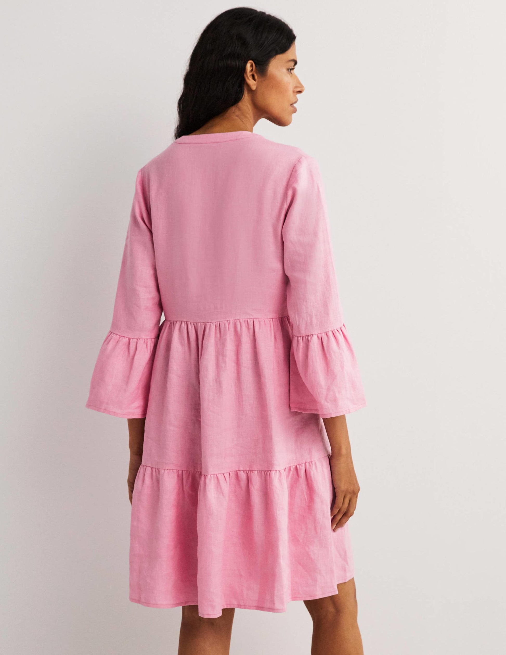 Relaxed Linen Tiered Dress-Cherry Blossom-3