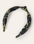 Serre-tête noué-Noir, motif Oriental Cascade