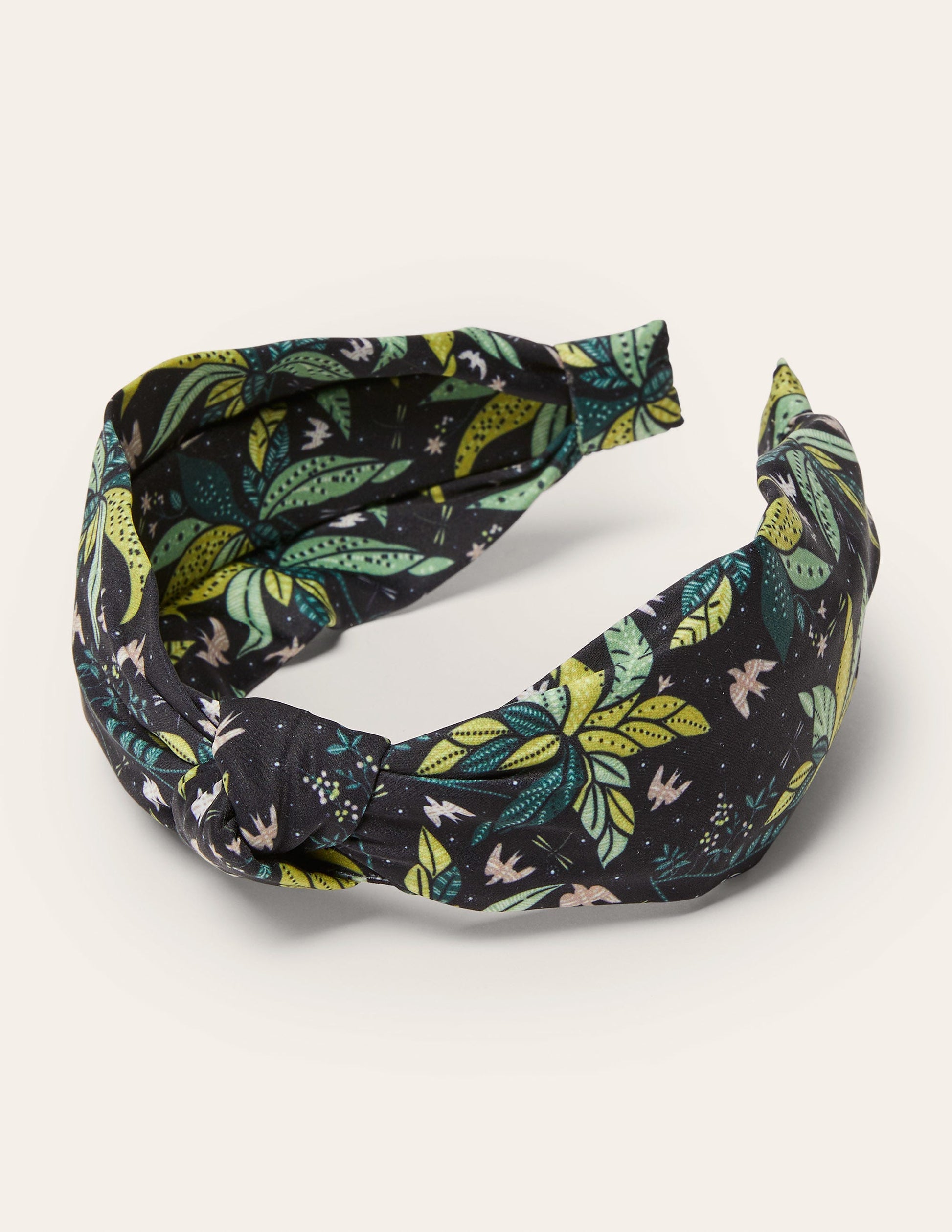 Serre-tête noué-Noir, motif Oriental Cascade-2