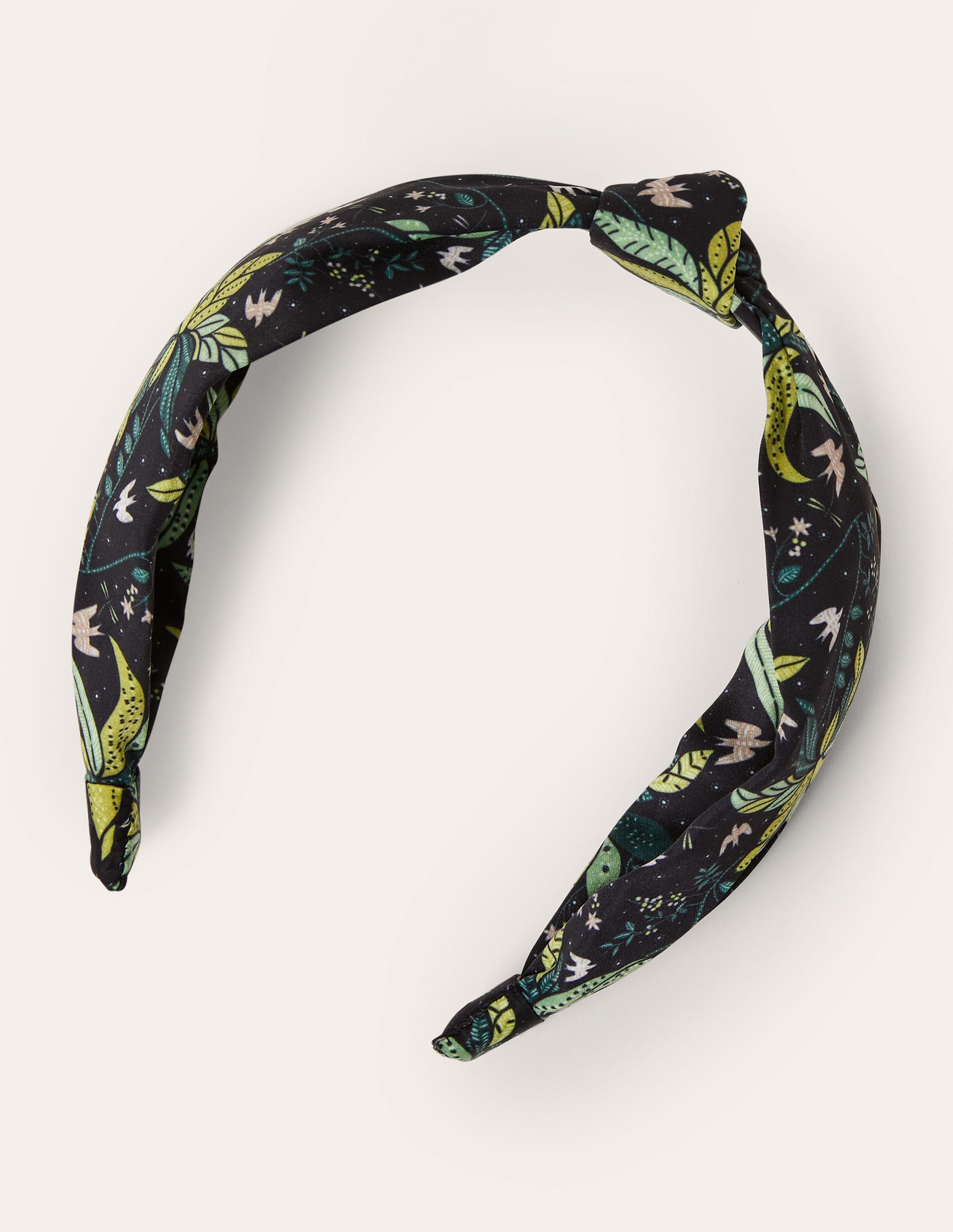 Serre-tête noué-Noir, motif Oriental Cascade-3