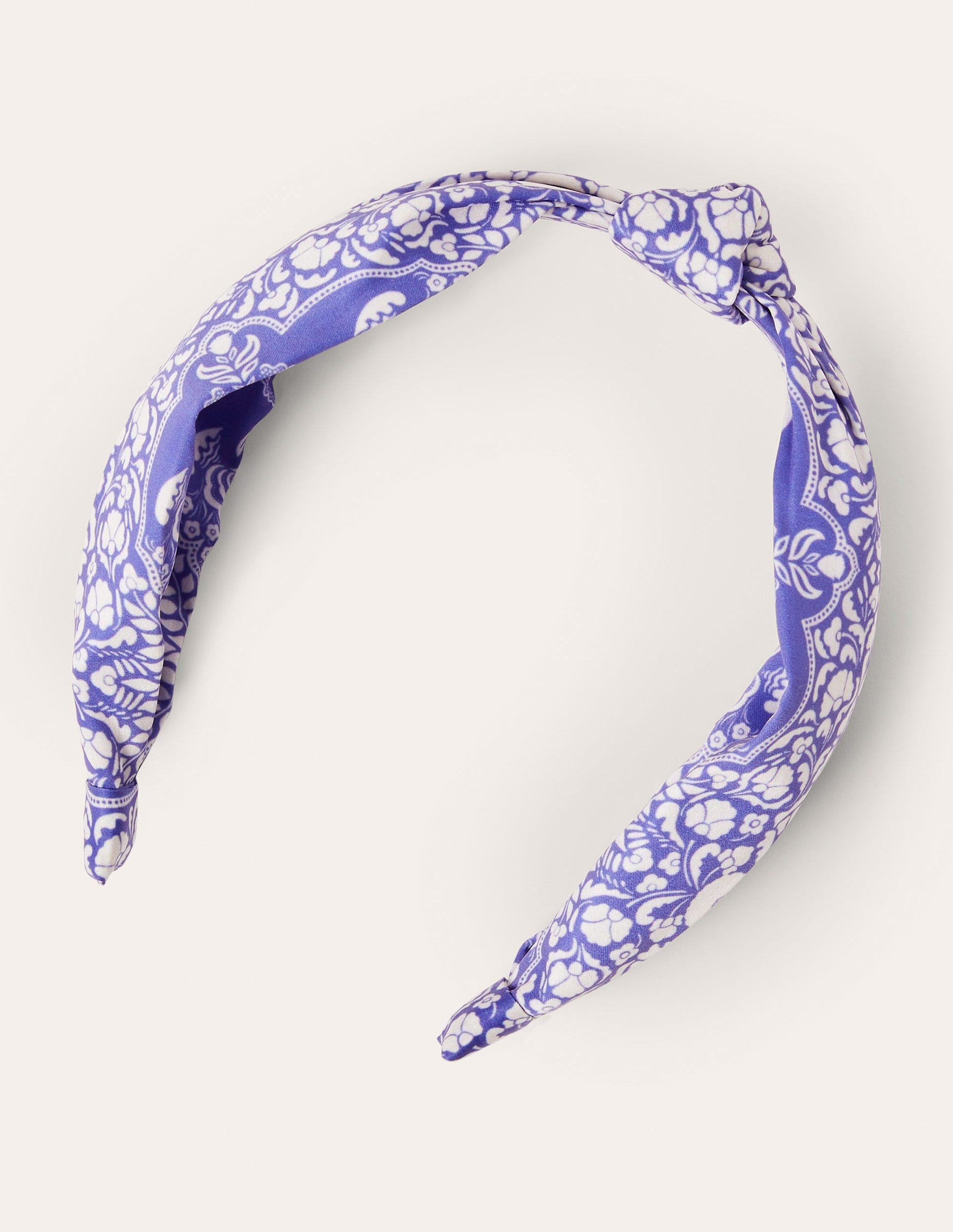 Serre-tête noué-Jacinthe des bois, motif Passion Bloom-4