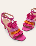Sandales à talons Sarah à franges-Rose pop