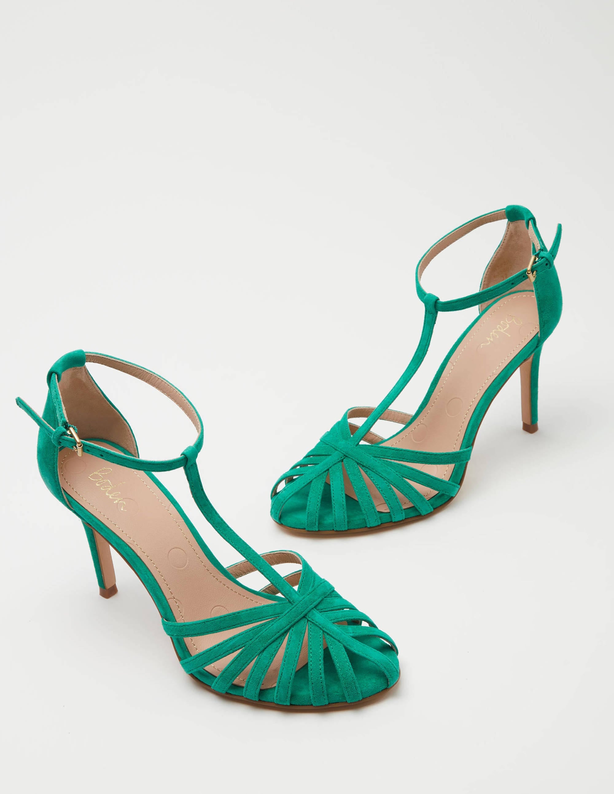 Tess Absatzsandalen mit Gitterriemchen-Smaragdgrün - Image 1