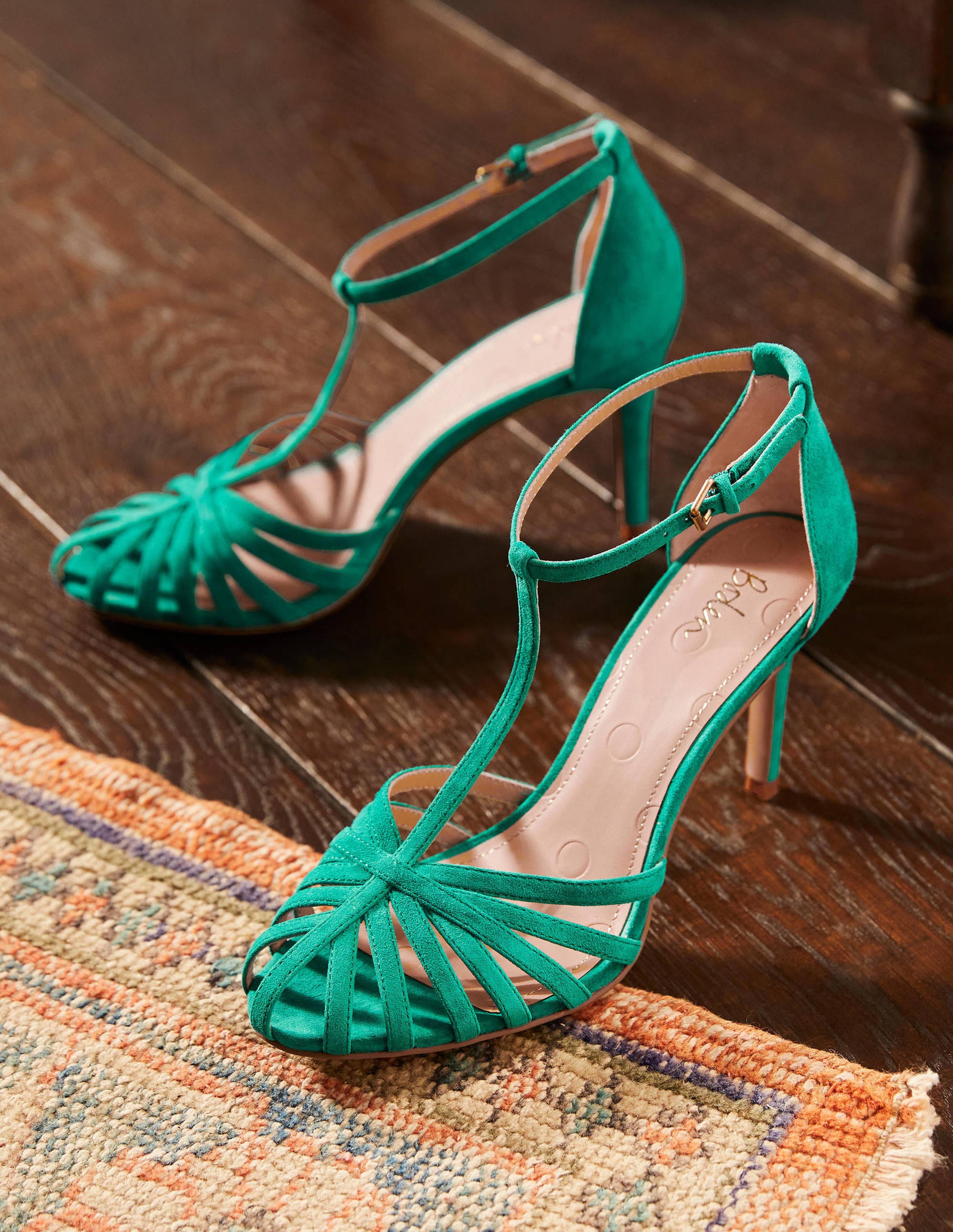 Tess Absatzsandalen mit Gitterriemchen-Smaragdgrün - Image 4