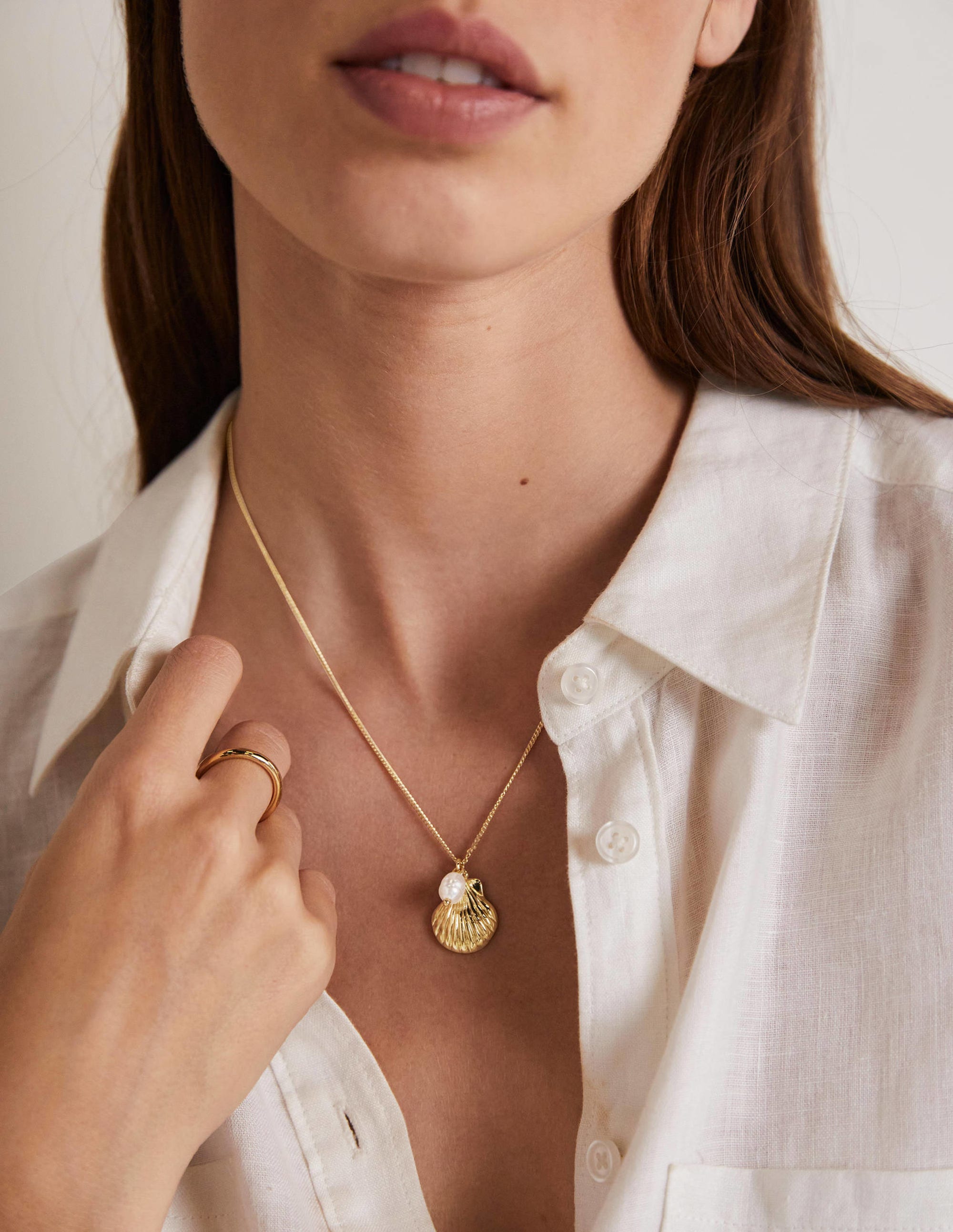 Collier pendentif coquillage-Doré/perle - Image 3