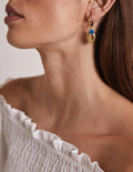 Shell Hoop Earrings-Gold/Blue