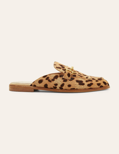 Snaffle Detail Backless Loafer-Leopard