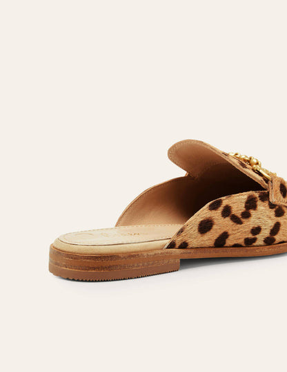 Snaffle Detail Backless Loafer-Leopard