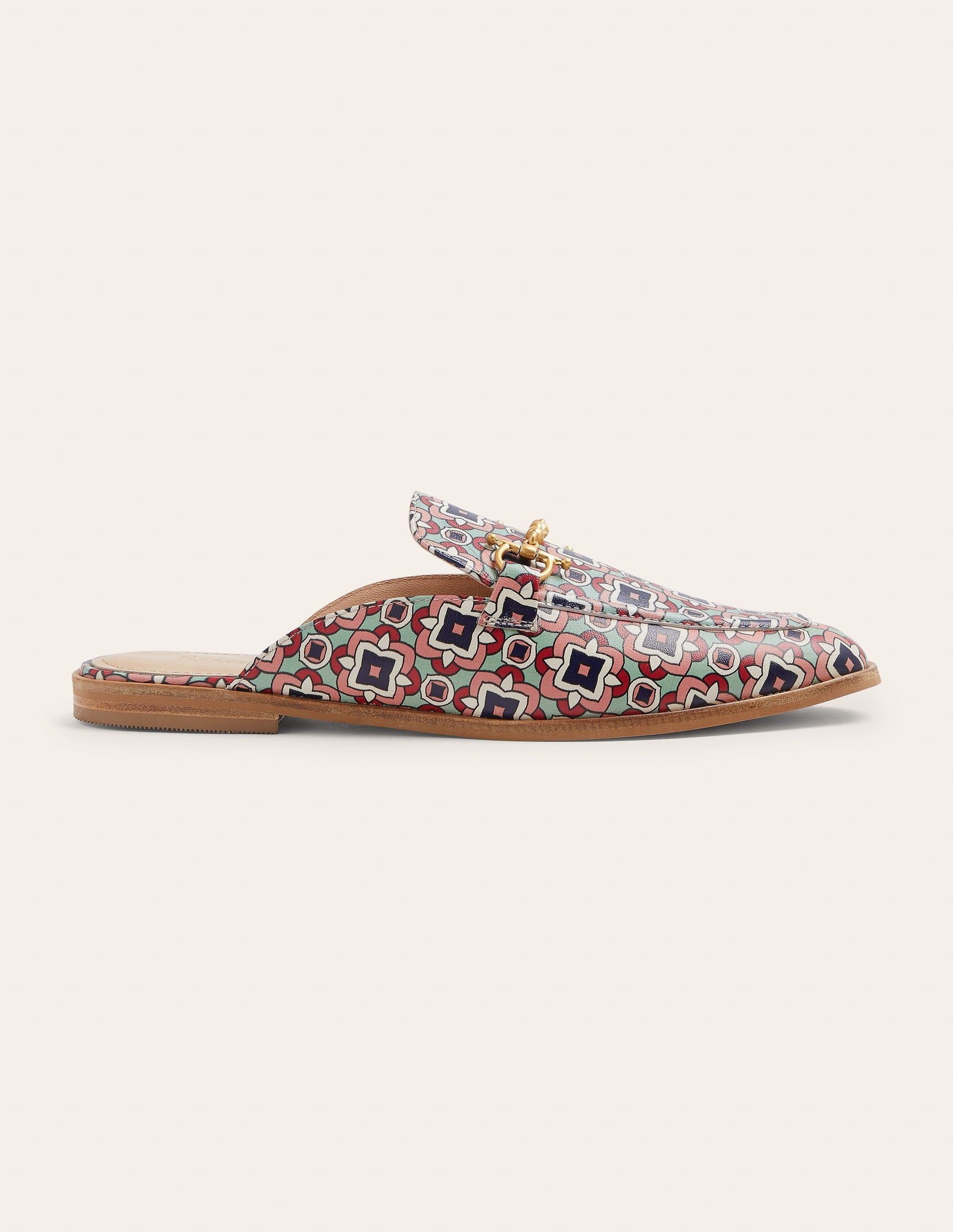 Snaffle Detail Backless Loafer-Print Geo-4