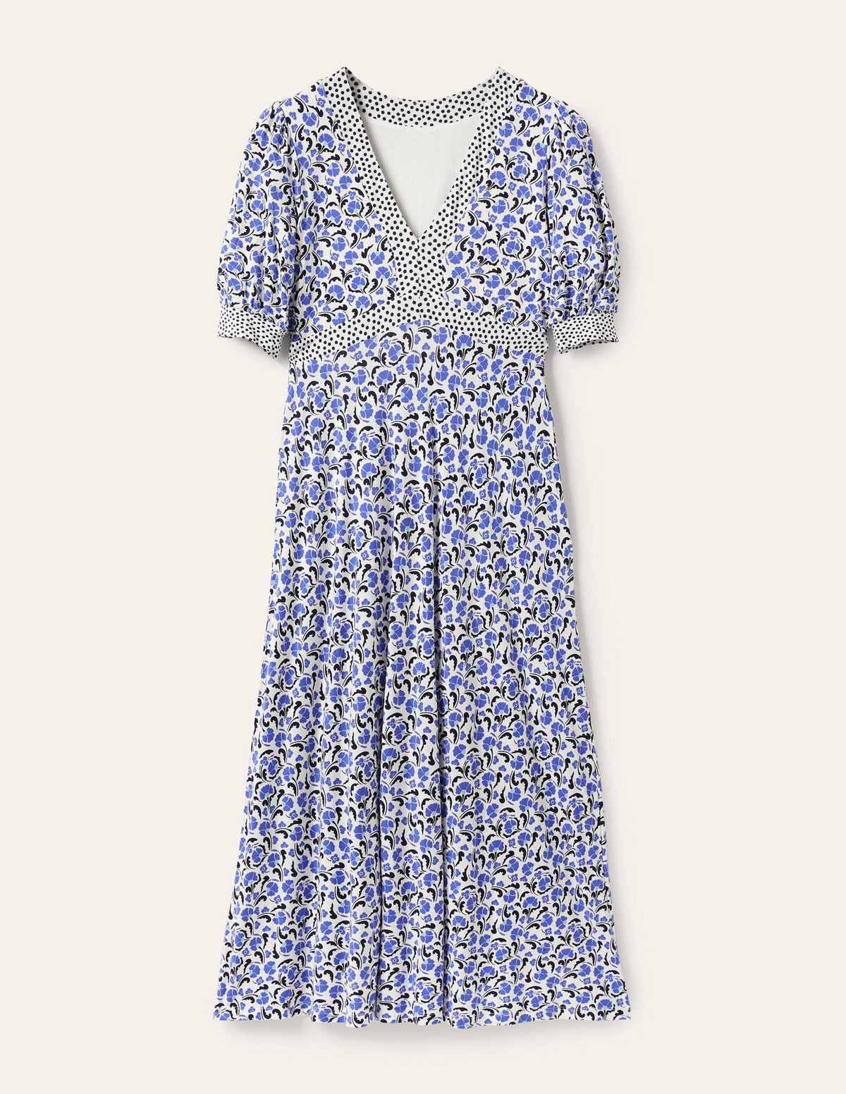 Eva Jersey-Midikleid-Glockenblumenblau, Zarte Knospen - Image 6
