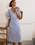 Eva Jersey-Midikleid-Glockenblumenblau, Zarte Knospen