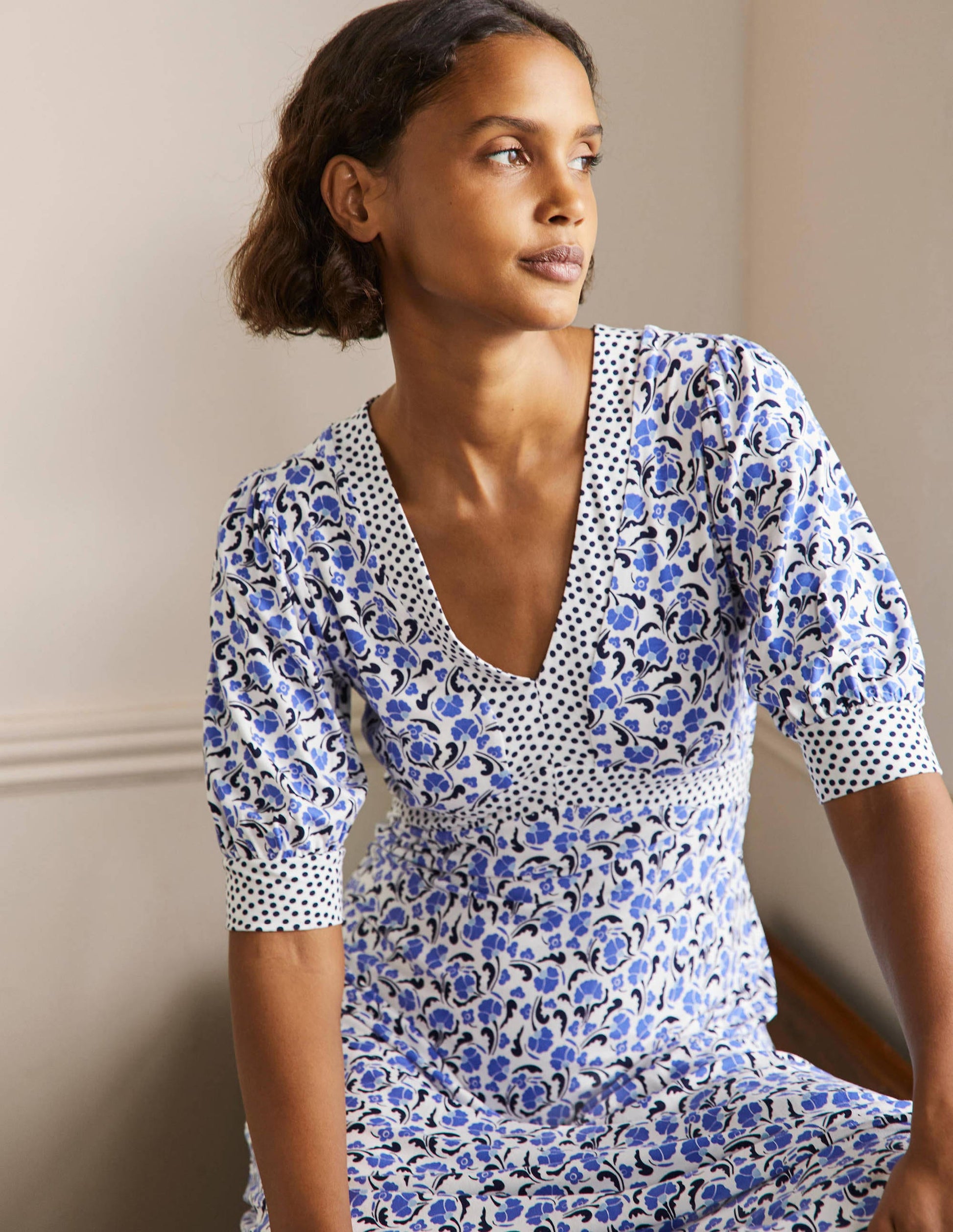 Eva Jersey-Midikleid-Glockenblumenblau, Zarte Knospen-4