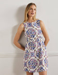 Minikleid mit gesmokter Taille-Bunt, Wildblumenmuster