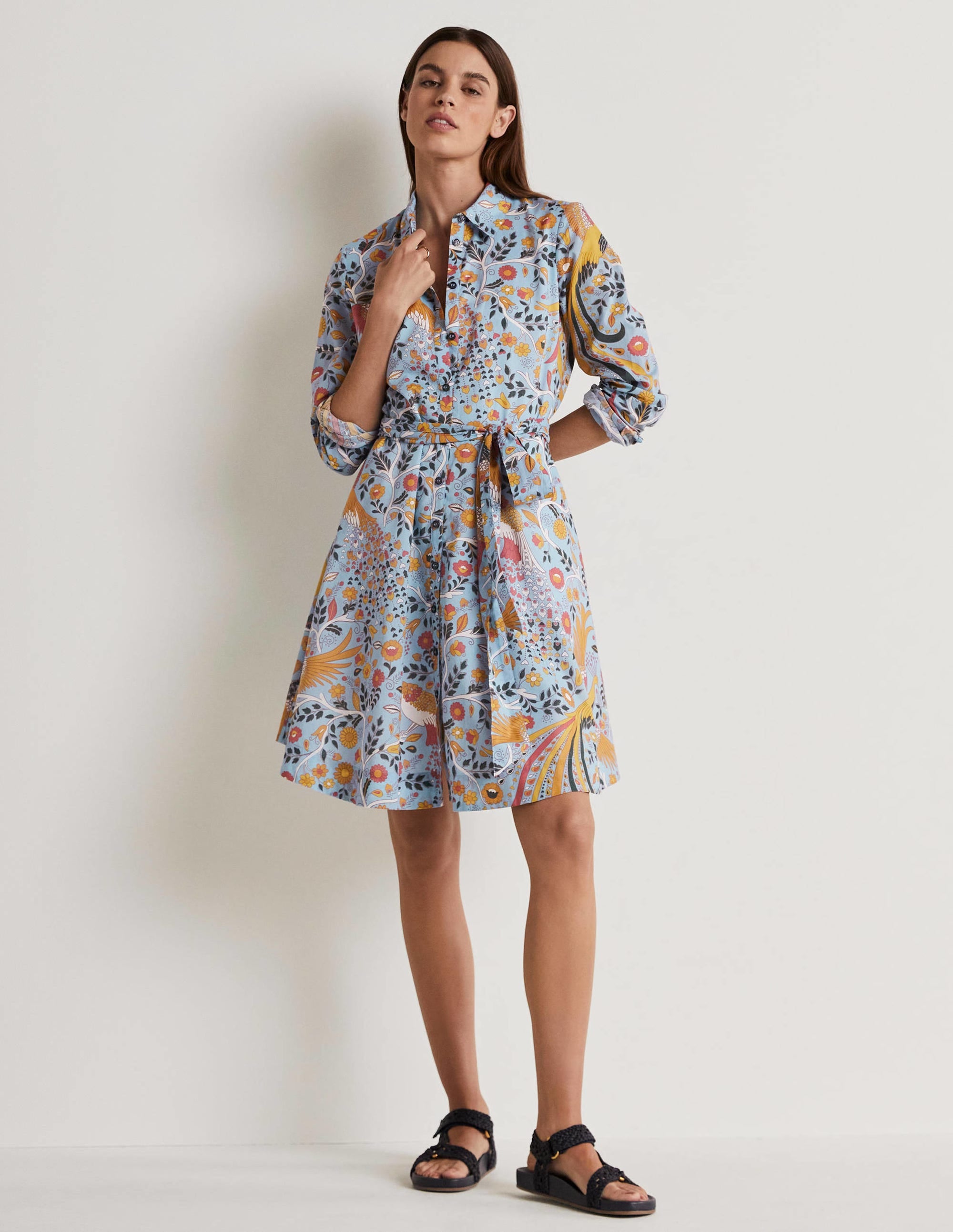 Robe-chemise Kitty-Bleu ancien, motif Enchanting Peacock - Image 1