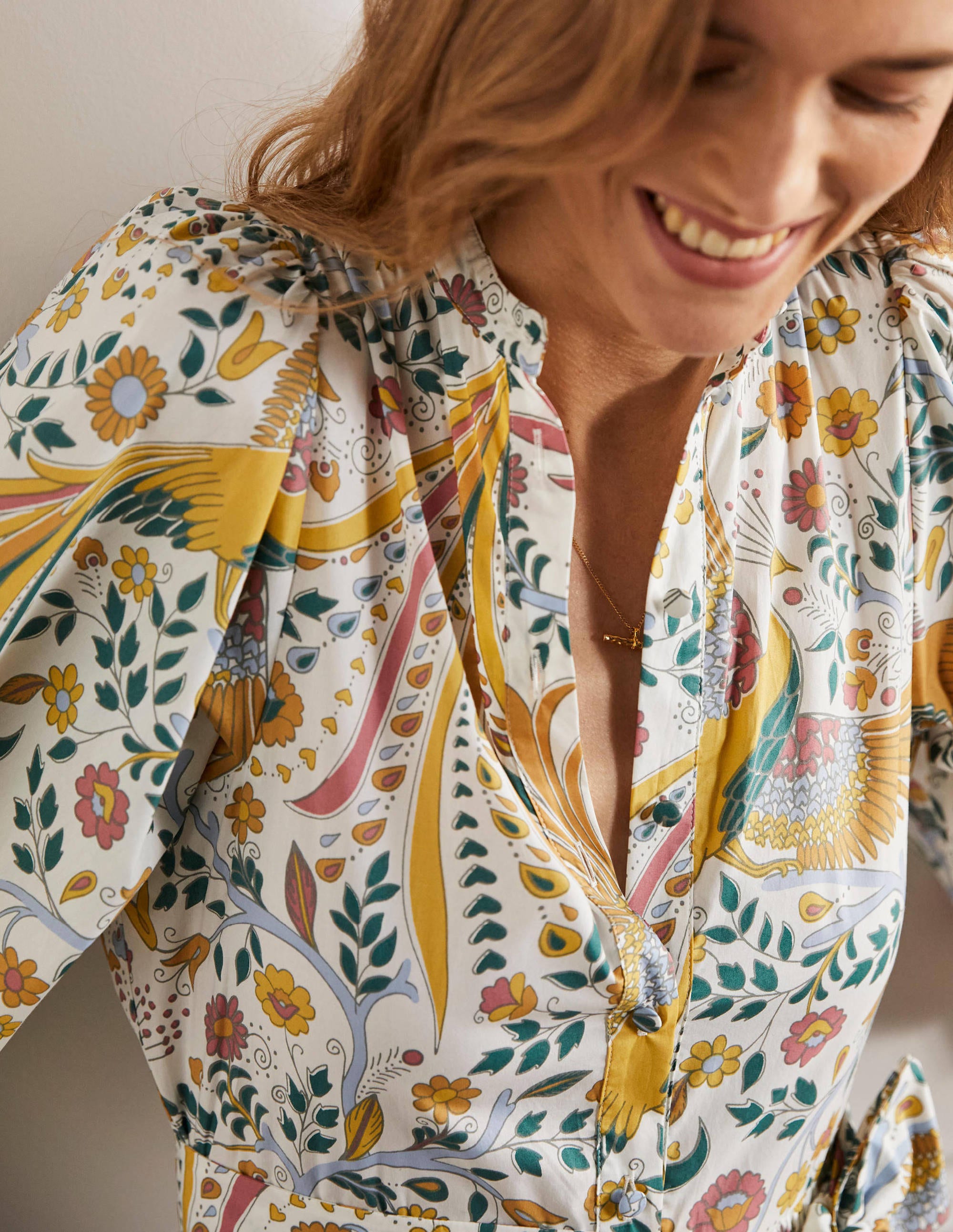 Robe longue Ava à volants-Multi, motif Enchanting Peacock - Image 3