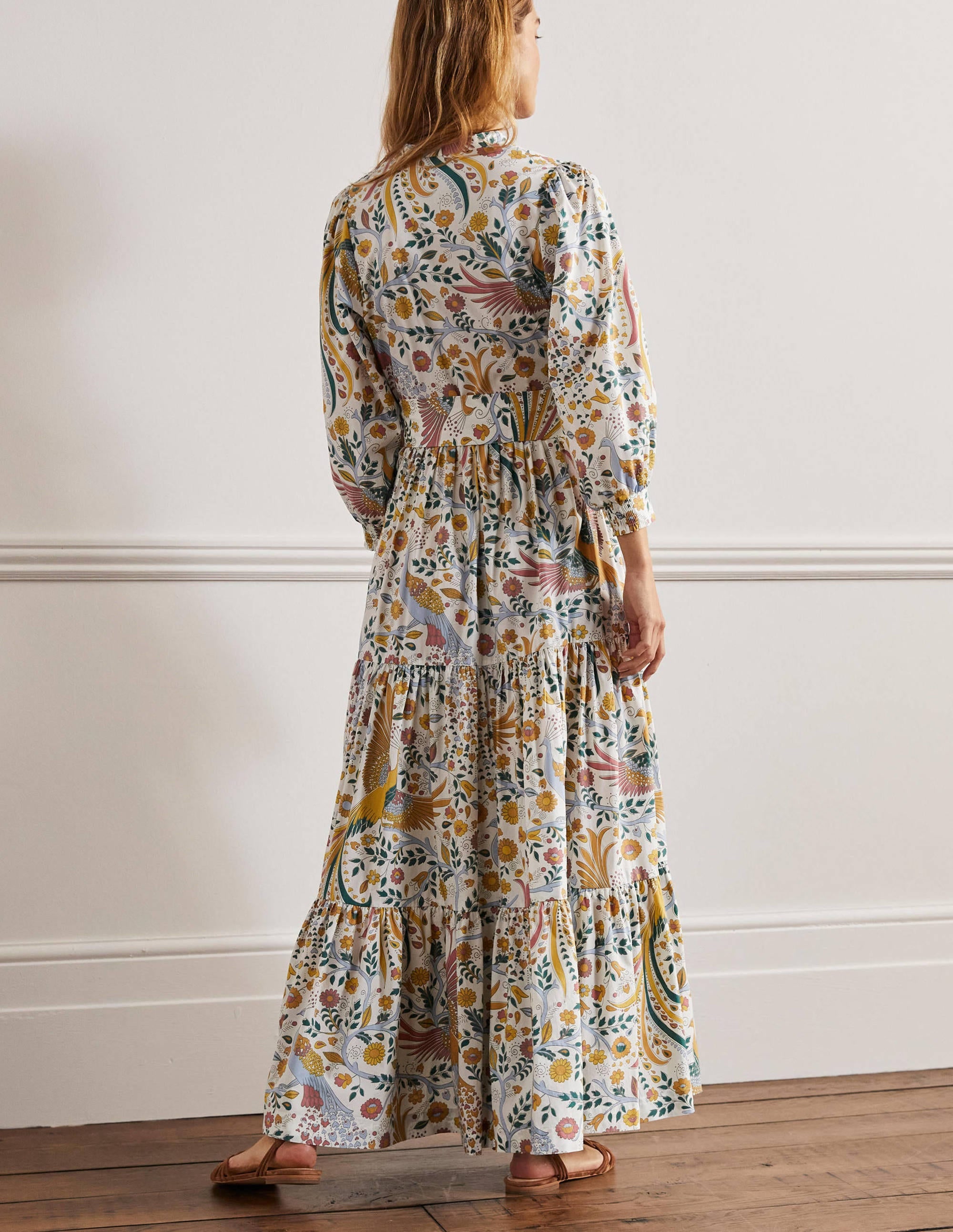 Robe longue Ava à volants-Multi, motif Enchanting Peacock - Image 5