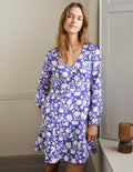 V-Neck Flippy Mini Dress-Bluebell, Botanic Silhouette