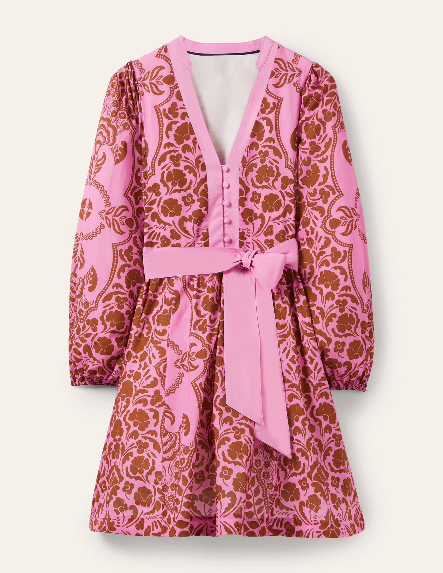 Notch Neck Cotton Dress-Orchid Petal, Passion Bloom