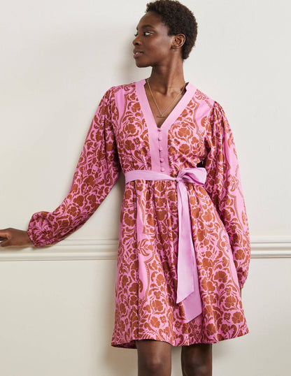 Notch Neck Cotton Dress-Orchid Petal, Passion Bloom-1